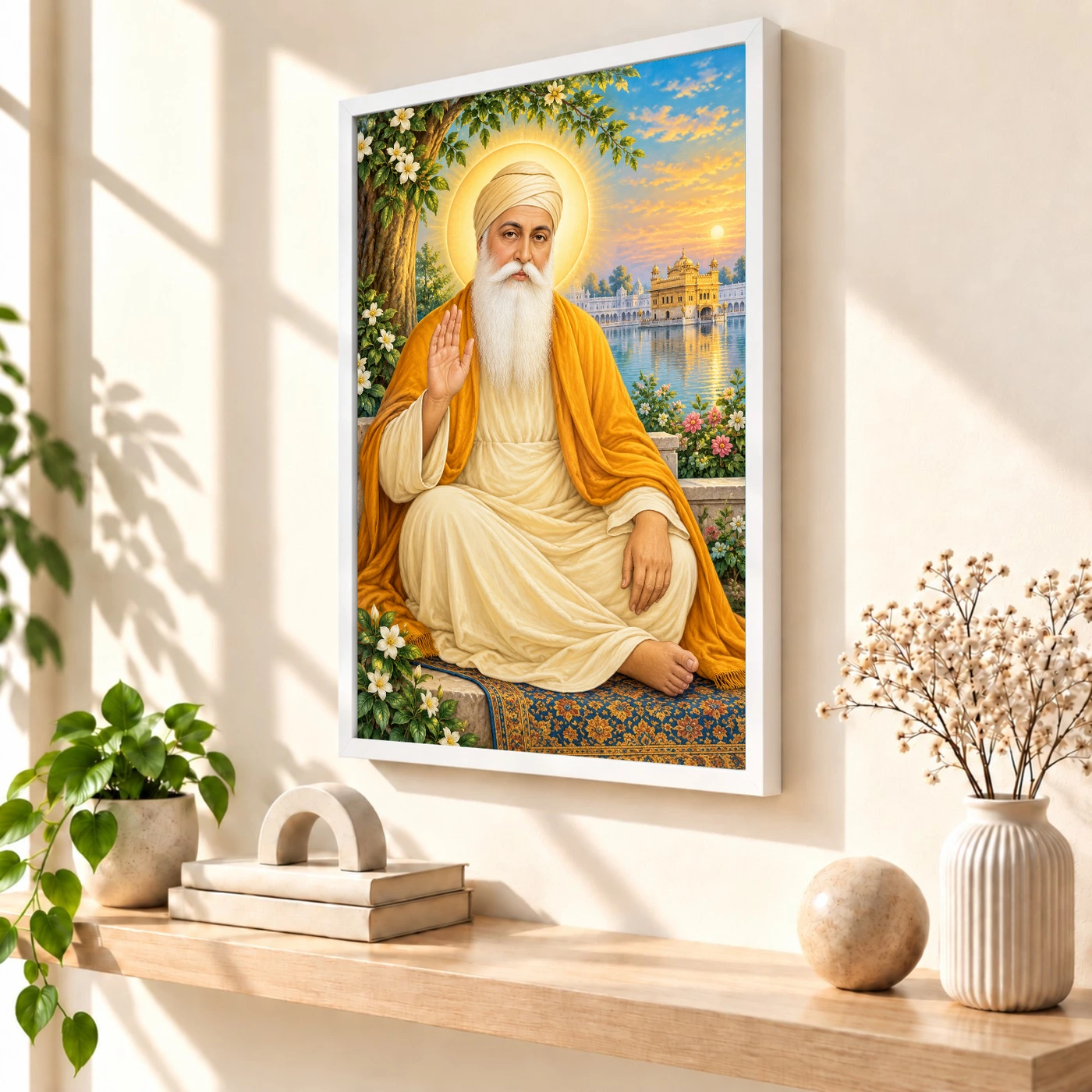 Guru Nanak Dev Vivid Premium Spiritual Poster Art Photo Frame, view 7