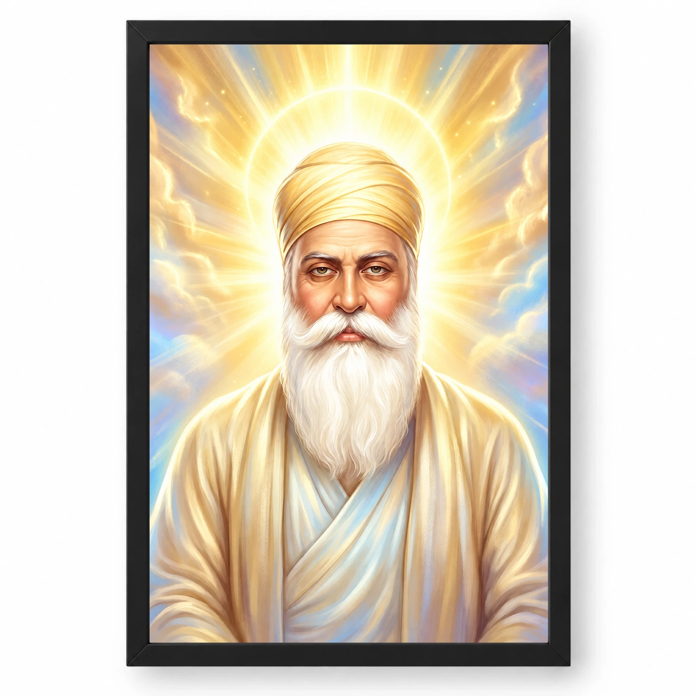 Guru Nanak Divine Light Waheguru Spiritual Aura Art Photo Frame