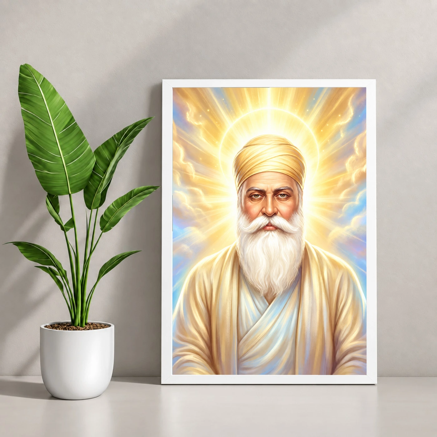 Guru Nanak Divine Light Waheguru Spiritual Aura Art Photo Frame, view 4