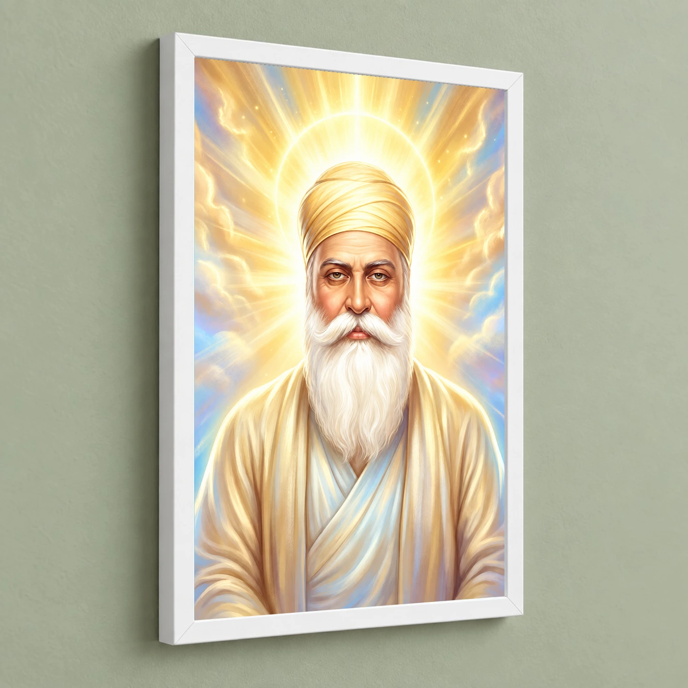 Guru Nanak Divine Light Waheguru Spiritual Aura Art Photo Frame, view 5