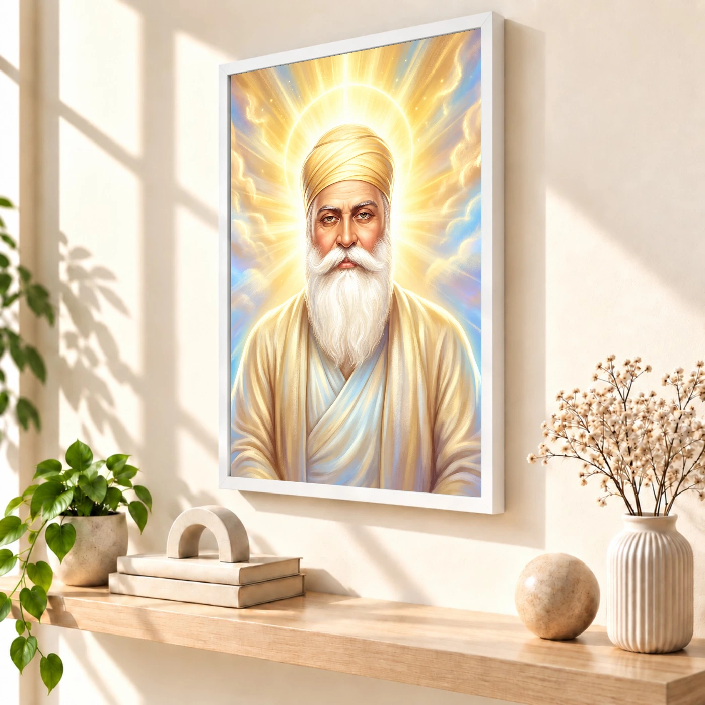 Guru Nanak Divine Light Waheguru Spiritual Aura Art Photo Frame, view 7