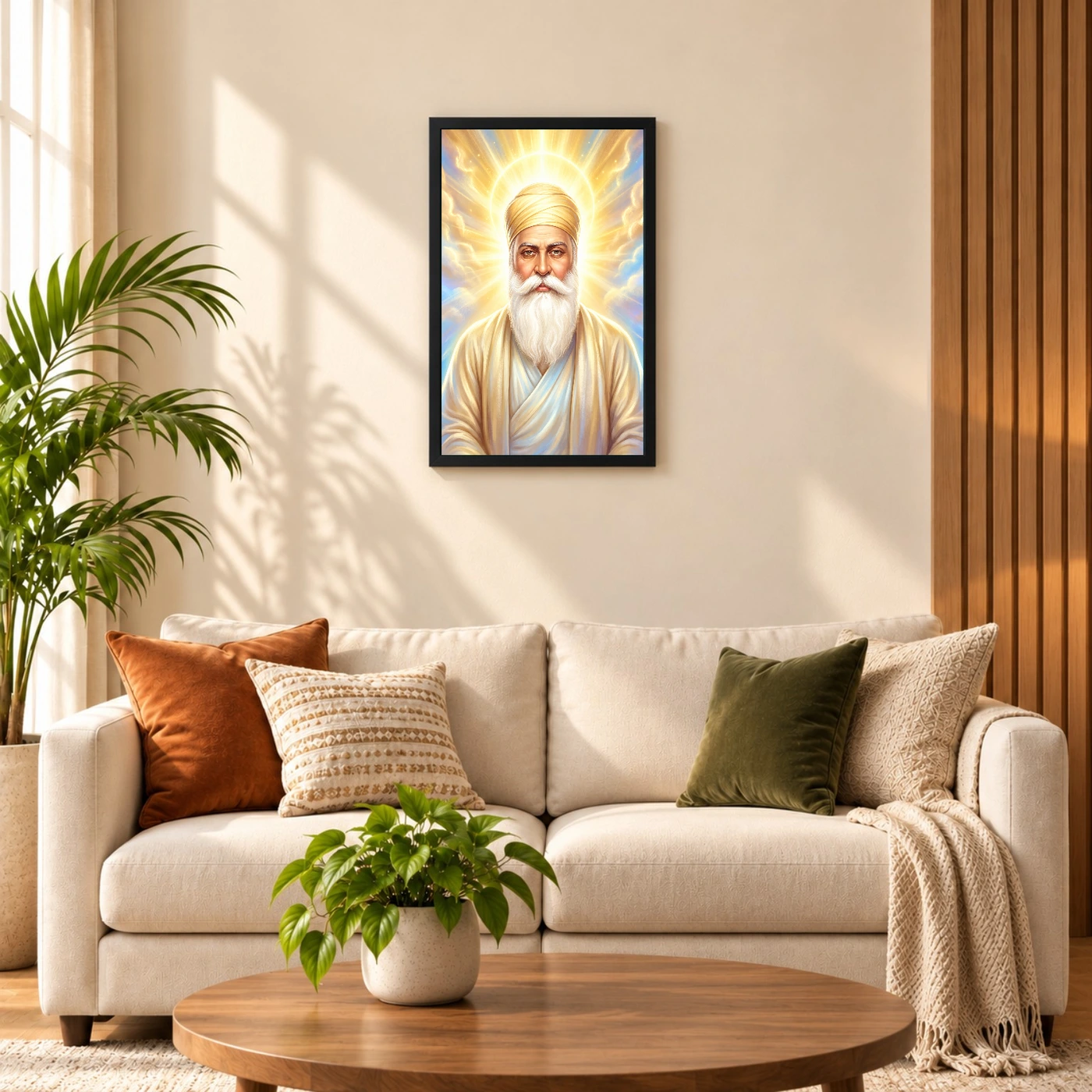 Guru Nanak Divine Light Waheguru Spiritual Aura Art Photo Frame, view 8