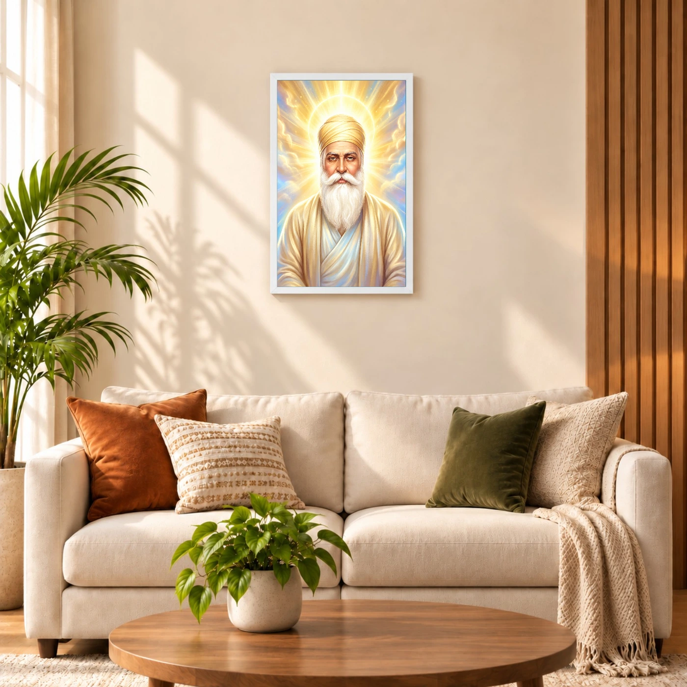 Guru Nanak Divine Light Waheguru Spiritual Aura Art Photo Frame, view 9