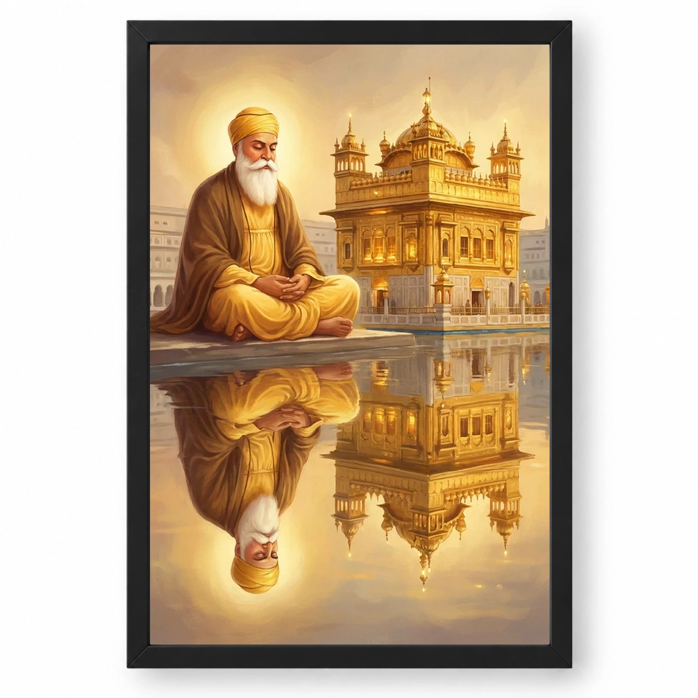 Guru Nanak Golden Temple Amritsar Divine Reflection Art Photo Frame