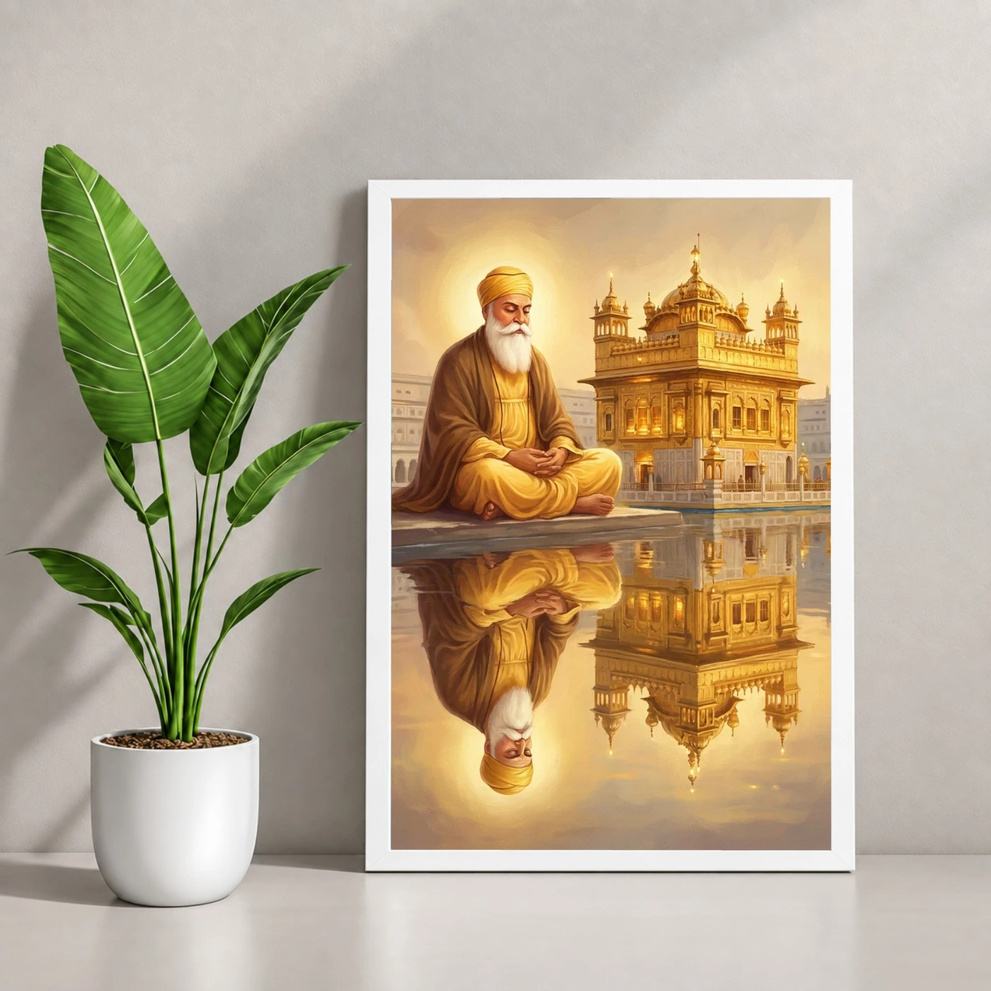Guru Nanak Golden Temple Amritsar Divine Reflection Art Photo Frame, view 4