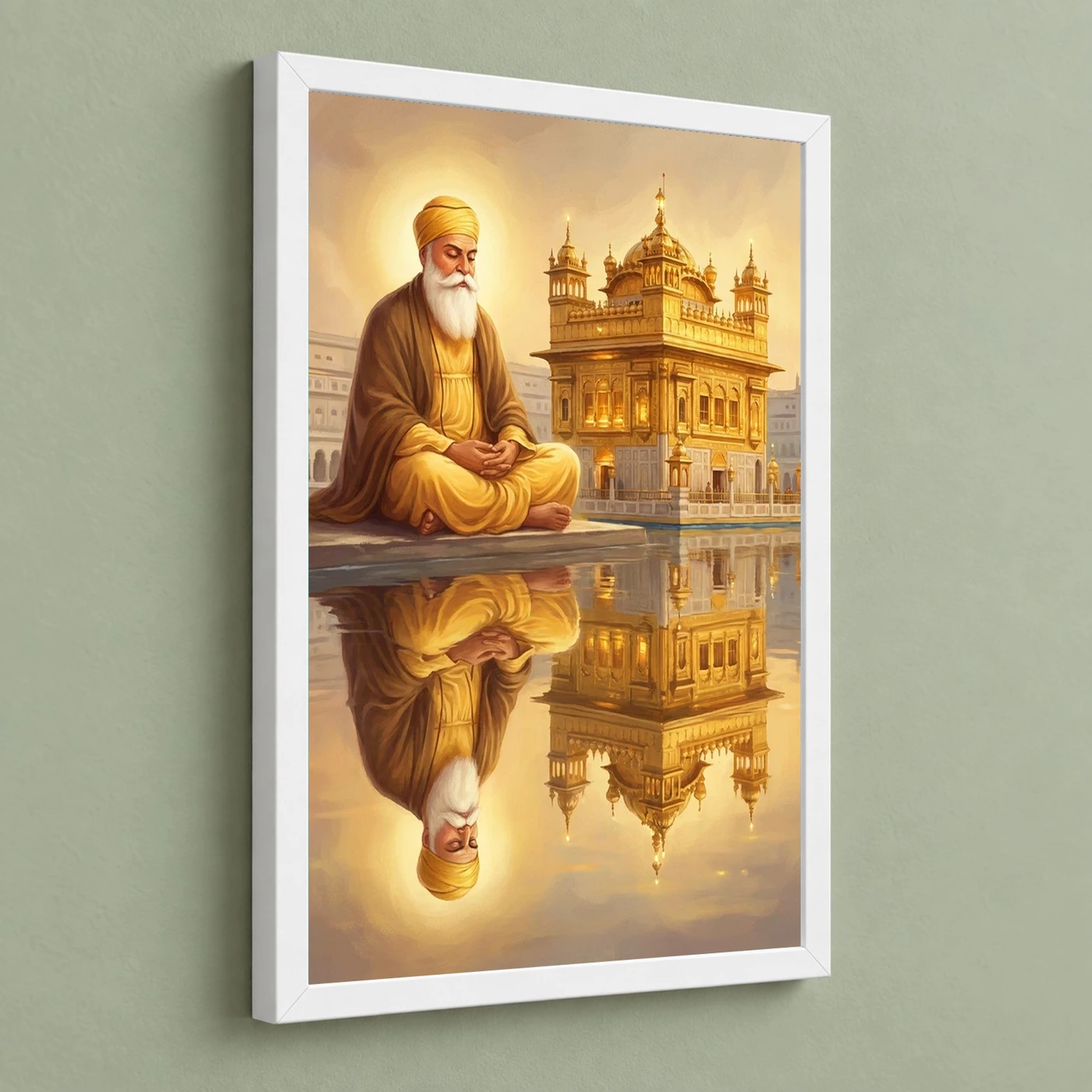 Guru Nanak Golden Temple Amritsar Divine Reflection Art Photo Frame, view 5