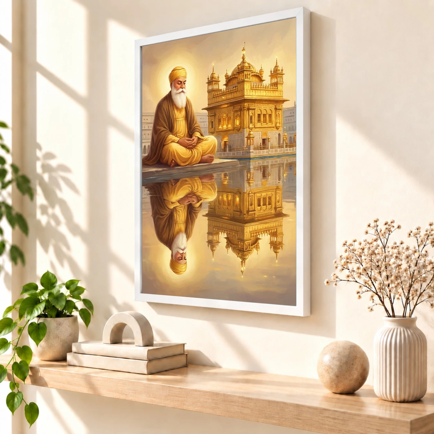 Guru Nanak Golden Temple Amritsar Divine Reflection Art Photo Frame, view 7