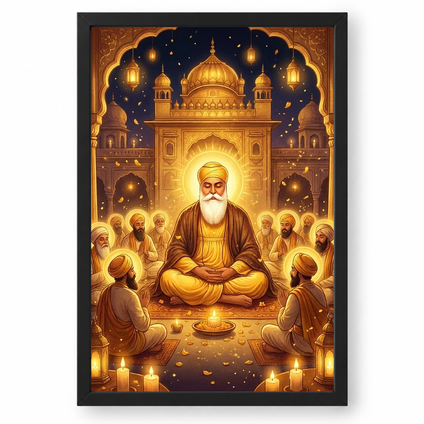 Guru Nanak Jayanti Prakash Purab Golden Festive Art Photo Frame