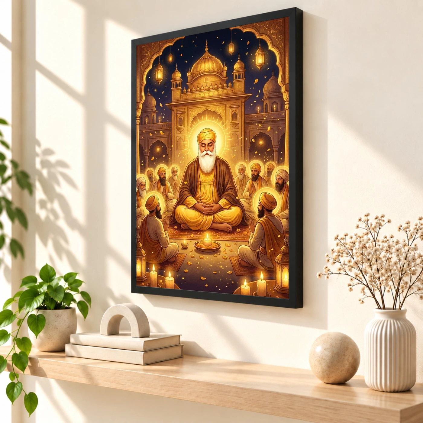 Guru Nanak Jayanti Prakash Purab Golden Festive Art Photo Frame, view 2