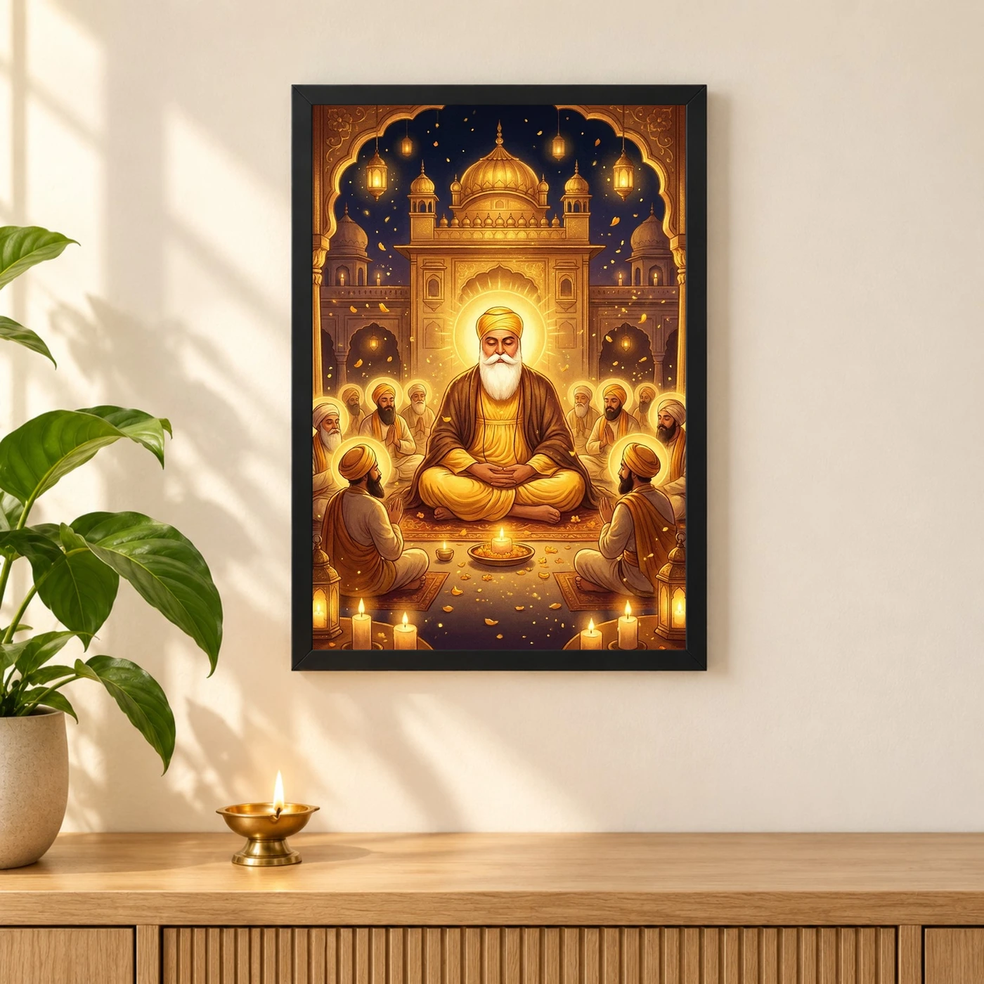Guru Nanak Jayanti Prakash Purab Golden Festive Art Photo Frame, view 3