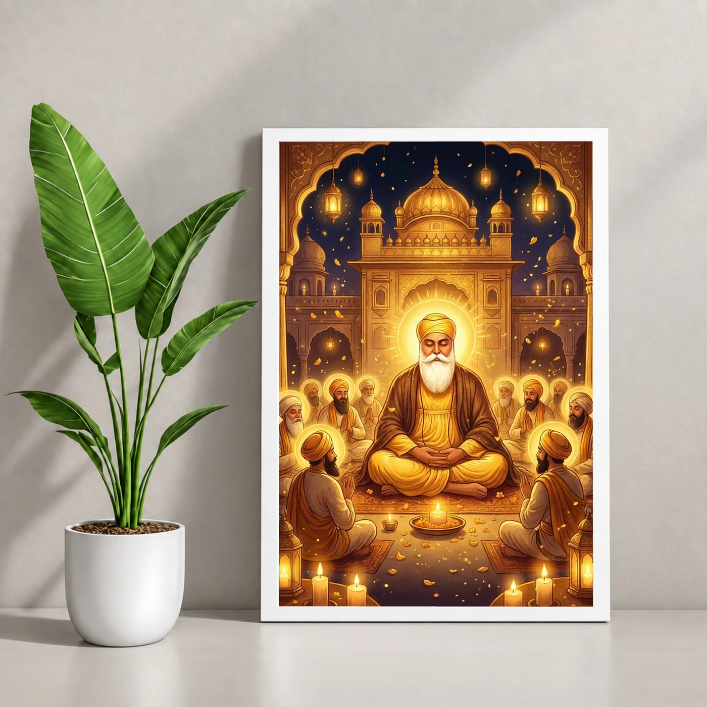 Guru Nanak Jayanti Prakash Purab Golden Festive Art Photo Frame, view 4