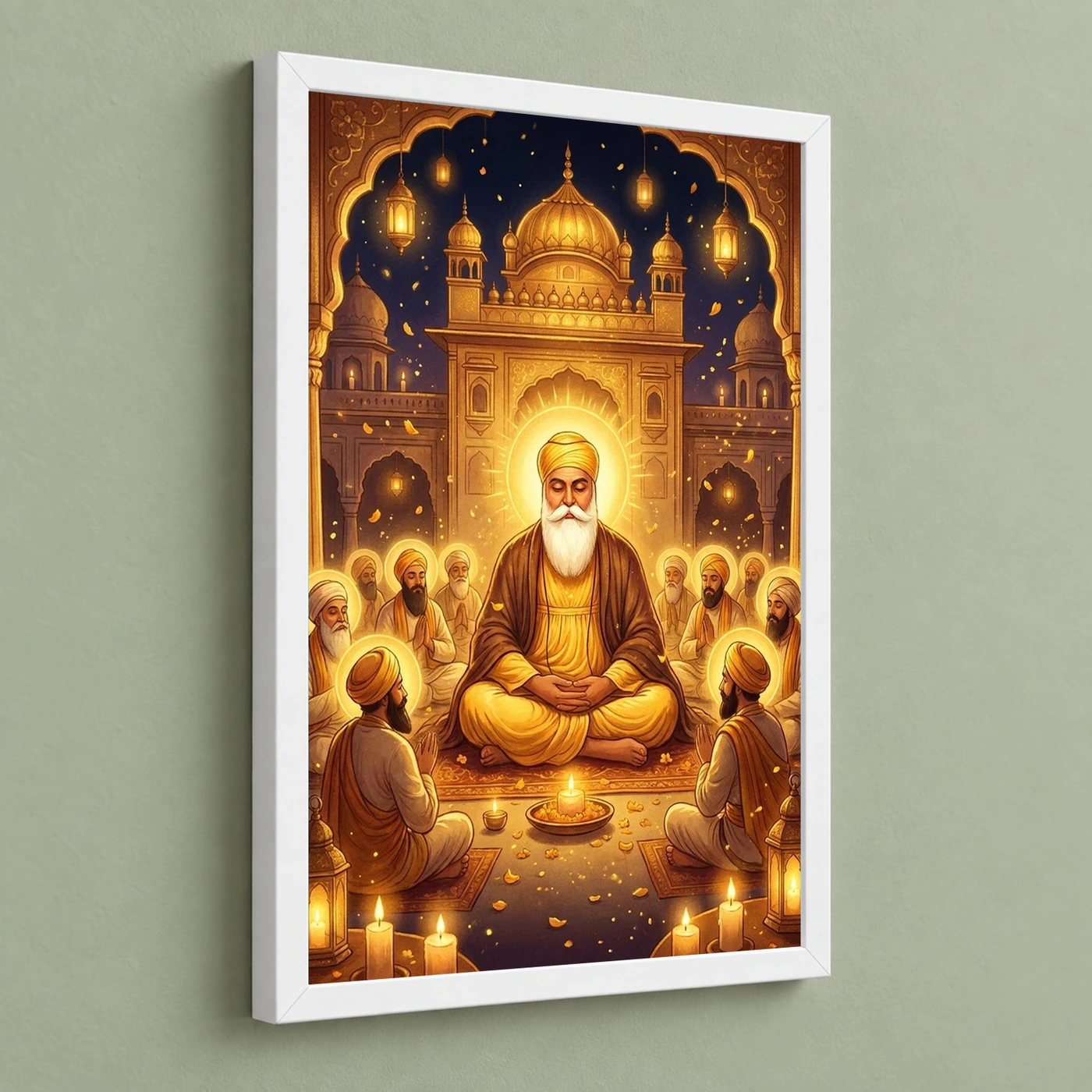 Guru Nanak Jayanti Prakash Purab Golden Festive Art Photo Frame, view 5