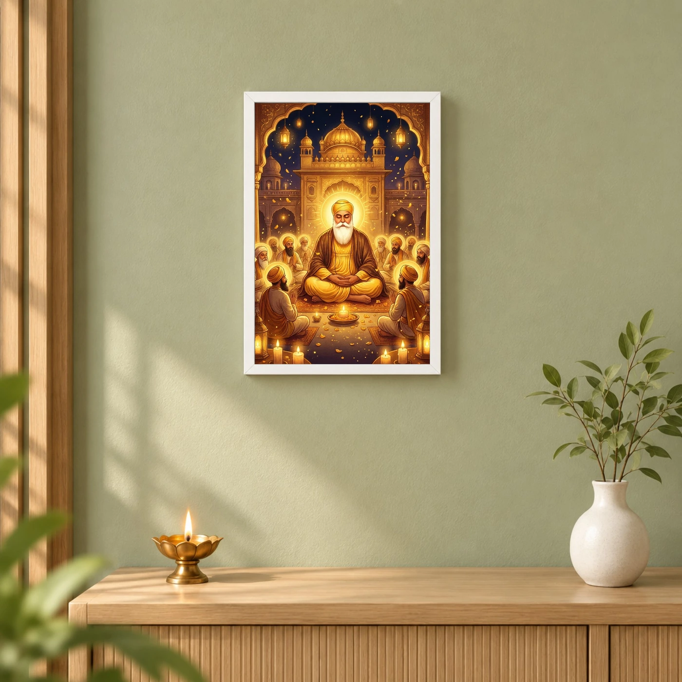 Guru Nanak Jayanti Prakash Purab Golden Festive Art Photo Frame, view 6