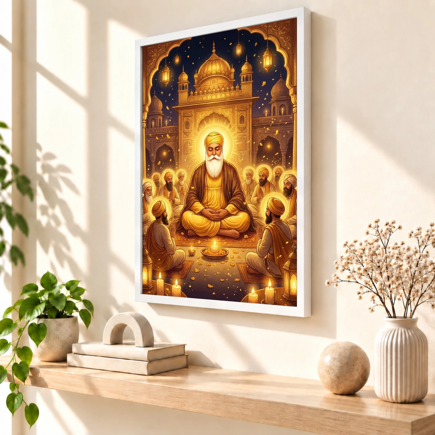 Guru Nanak Jayanti Prakash Purab Golden Festive Art Photo Frame, view 7