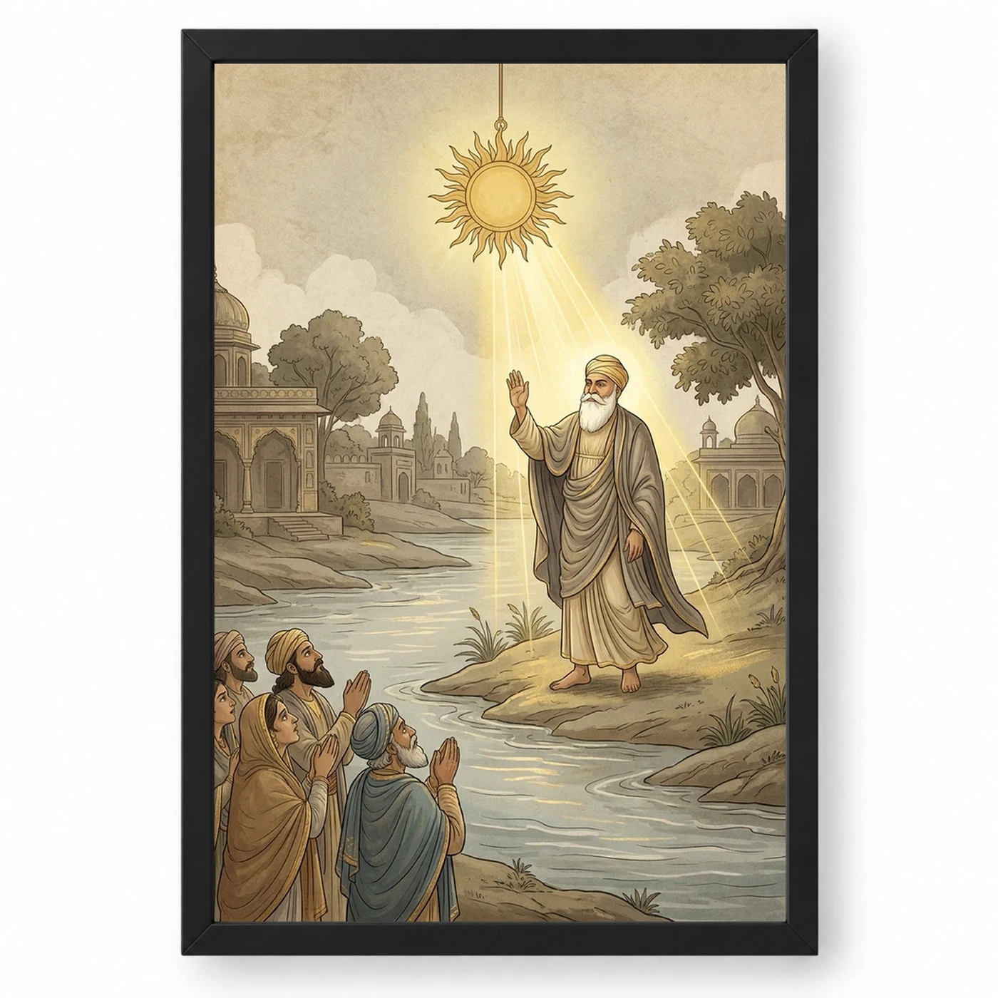 Guru Nanak Stopped Sun Sultanpur Miracle Divine Light Art Photo Frame