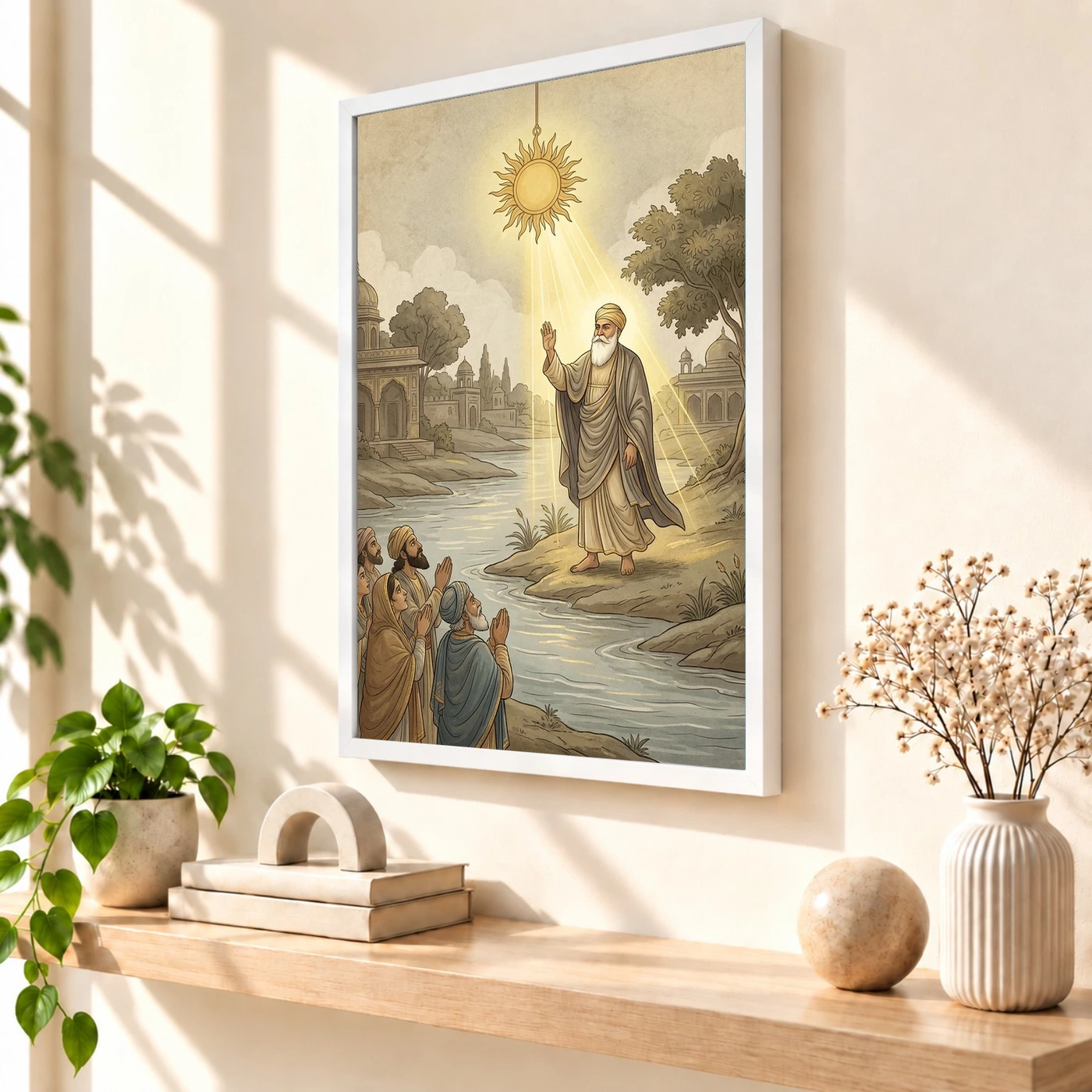 Guru Nanak Stopped Sun Sultanpur Miracle Divine Light Art Photo Frame, view 7