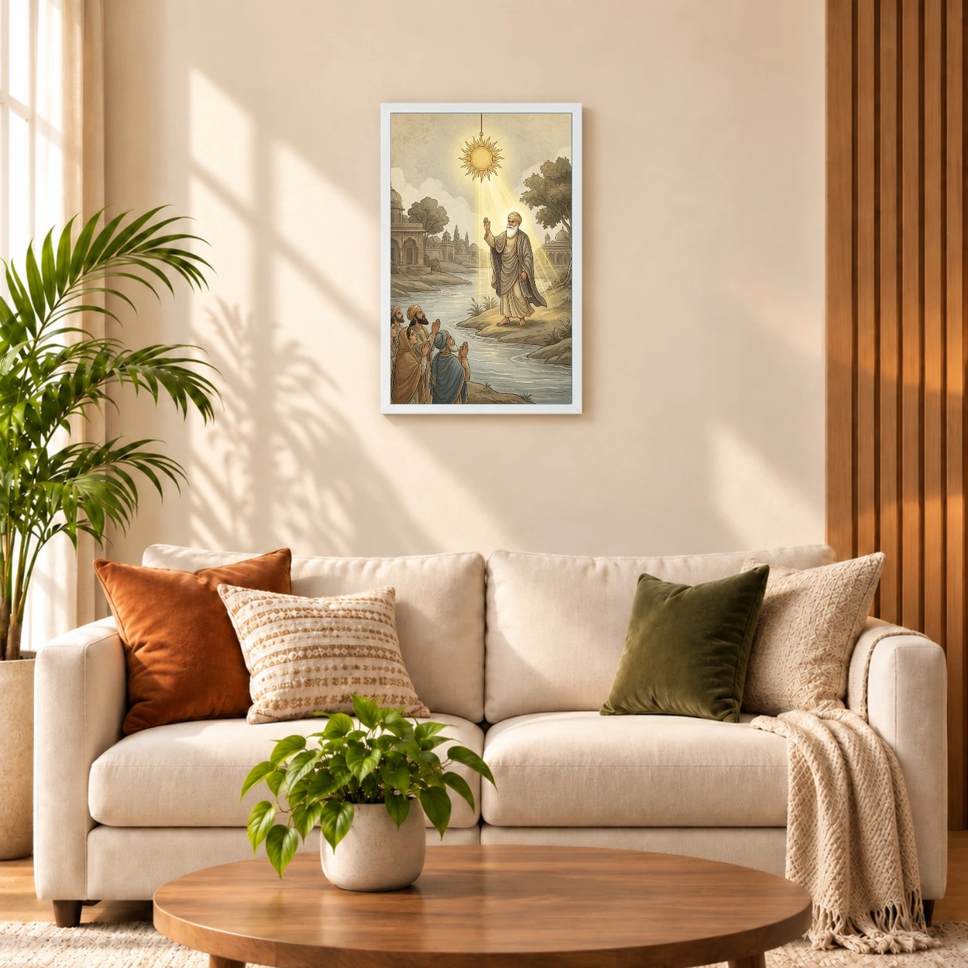 Guru Nanak Stopped Sun Sultanpur Miracle Divine Light Art Photo Frame, view 9