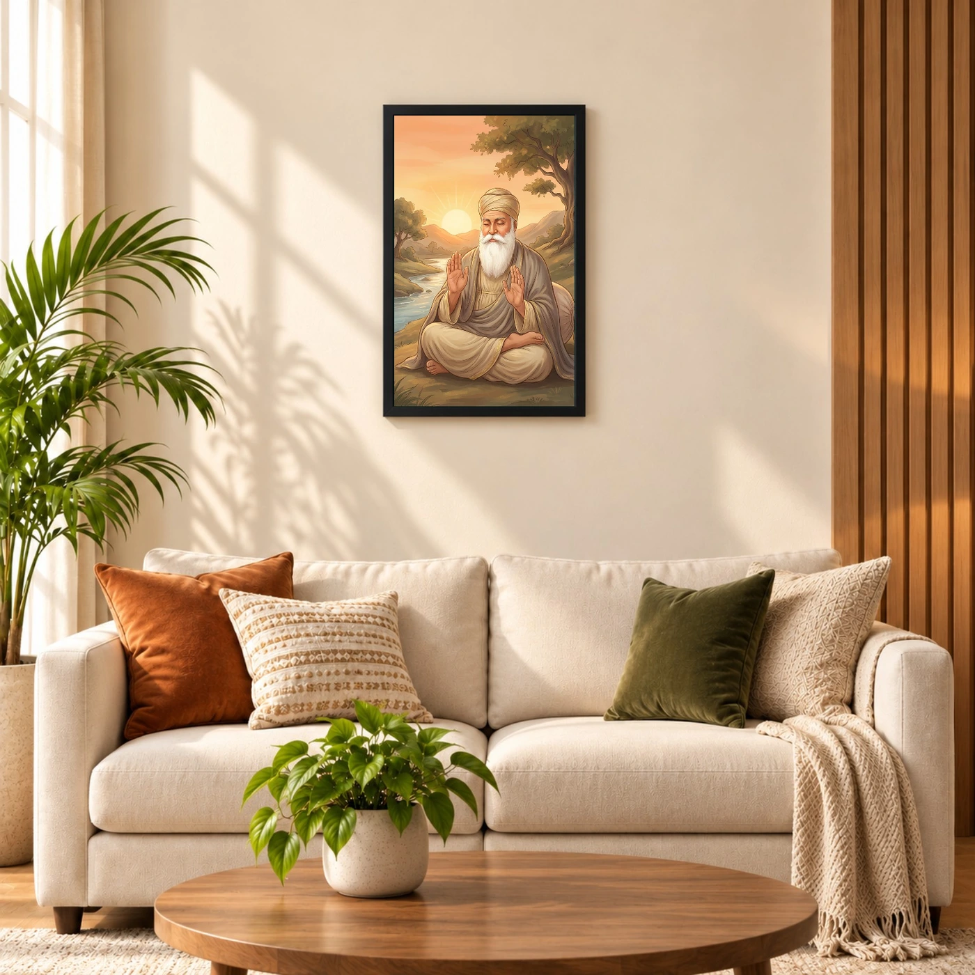 Guru Nanak Sunrise Blessing Orange Peaceful Divine Art Photo Frame, view 8