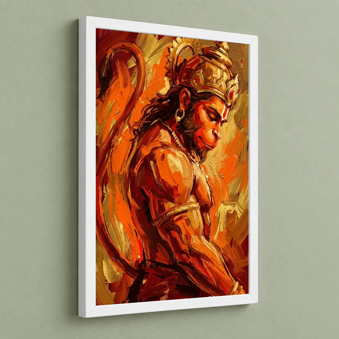 Hanuman Abstract Orange Gold Contemporary Expressive Art Photo Frame, view 5