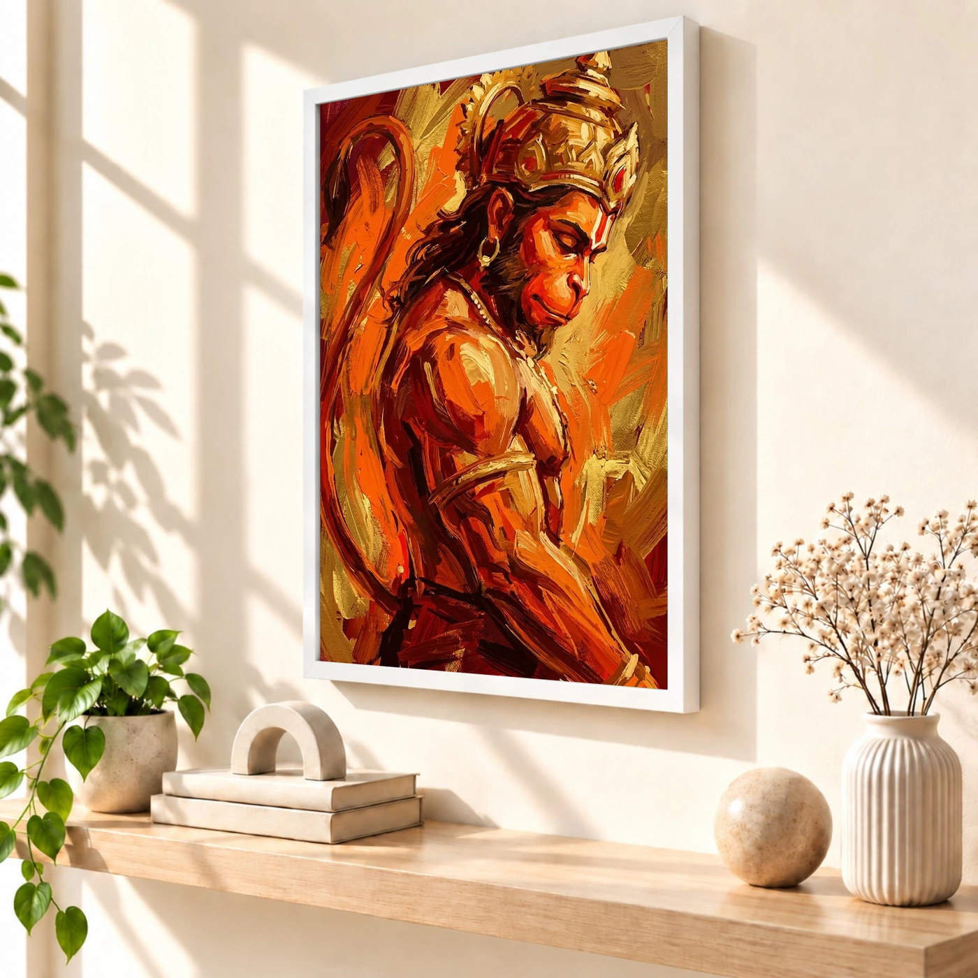 Hanuman Abstract Orange Gold Contemporary Expressive Art Photo Frame, view 7