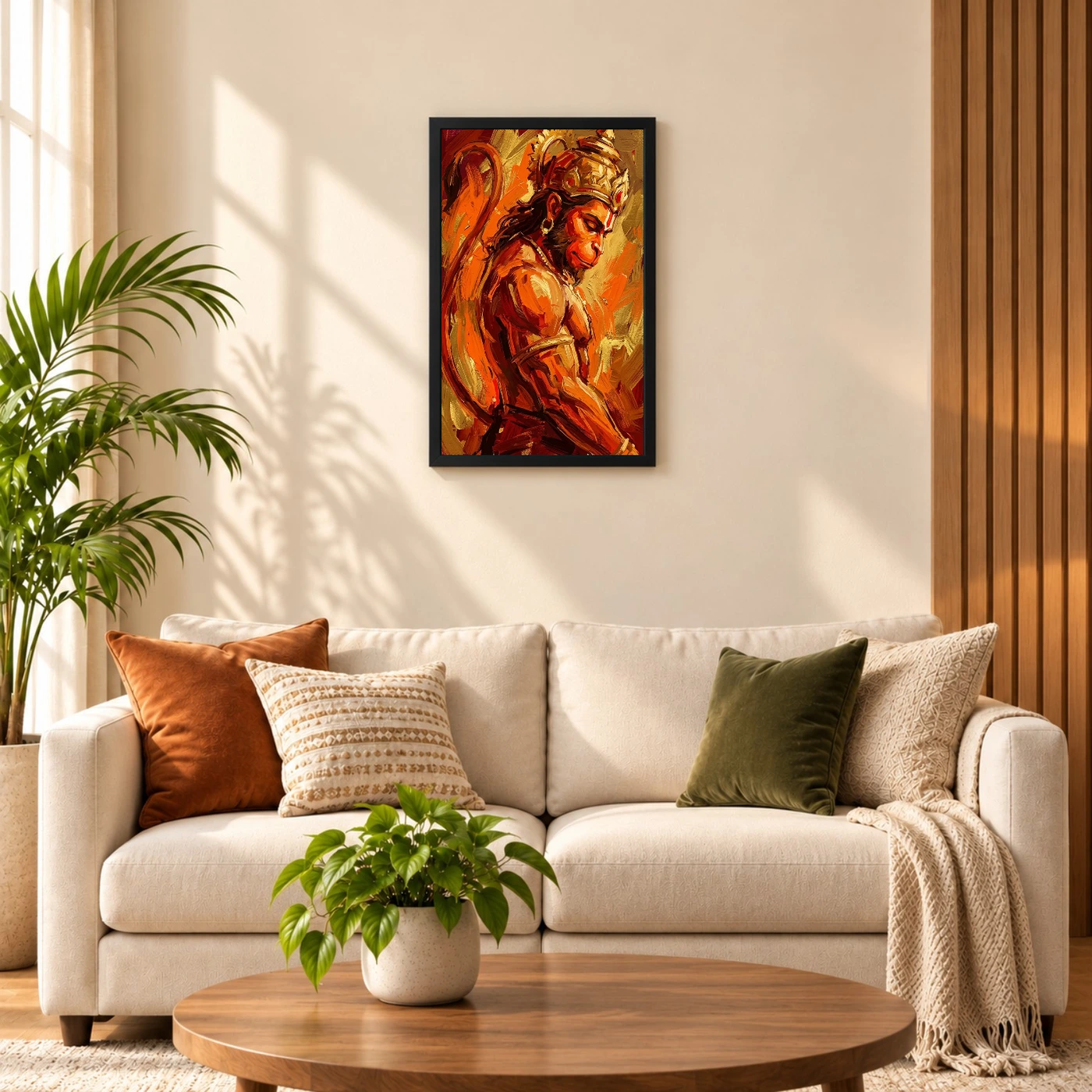 Hanuman Abstract Orange Gold Contemporary Expressive Art Photo Frame, view 8