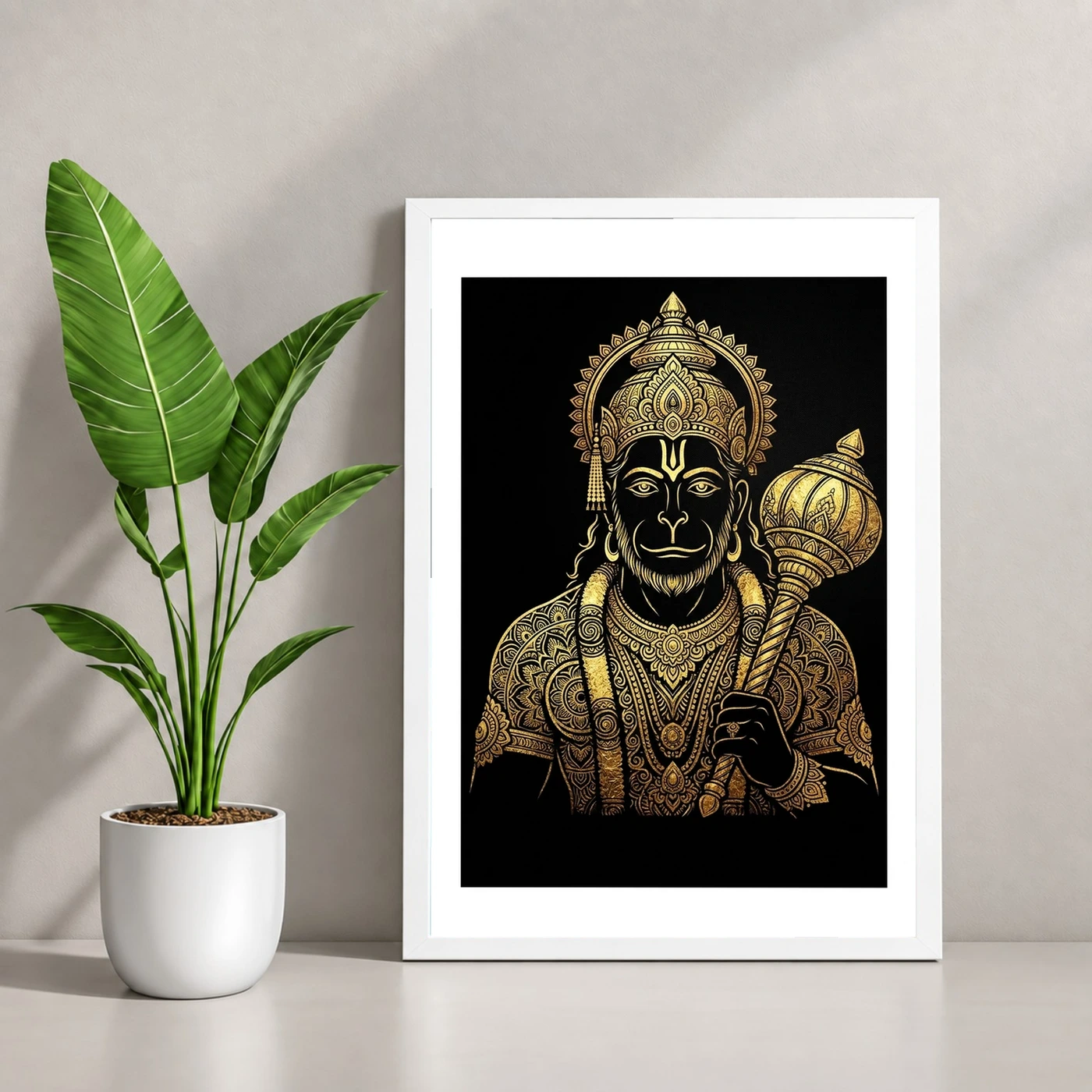 Hanuman Black Gold Luxury Mandala Premium Wall Art Photo Frame, view 4