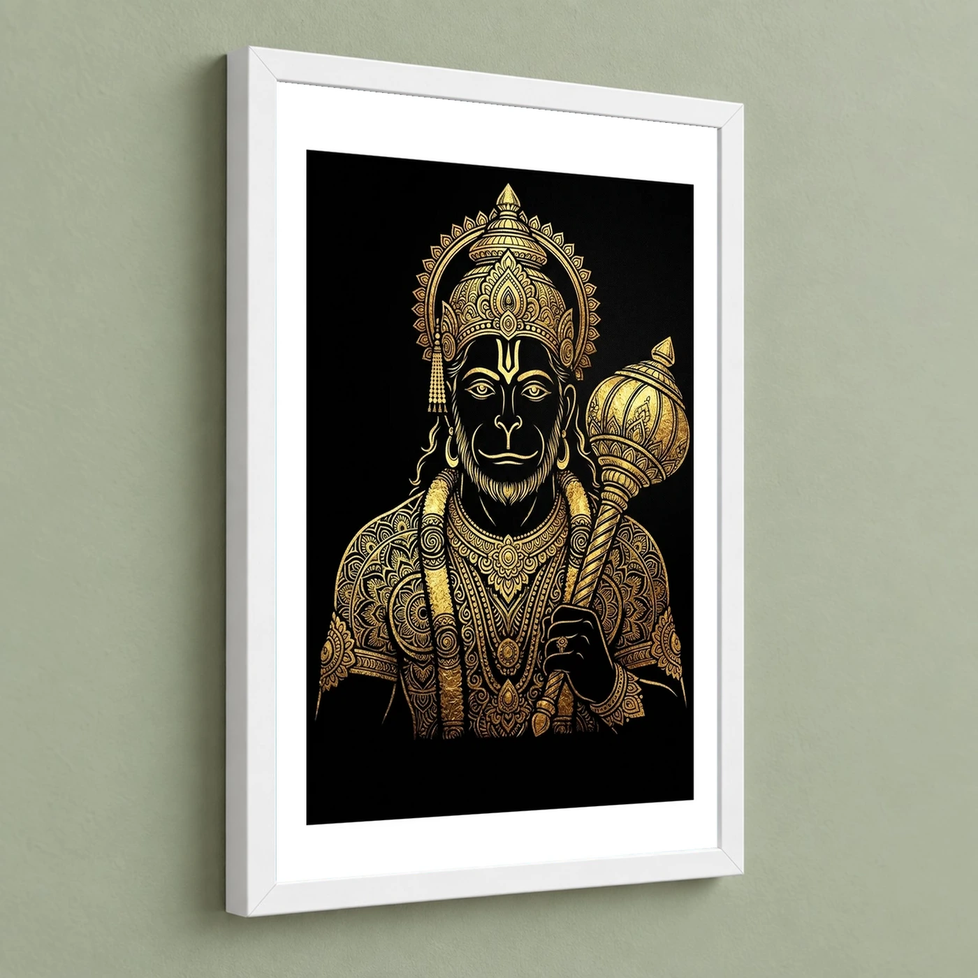 Hanuman Black Gold Luxury Mandala Premium Wall Art Photo Frame, view 5