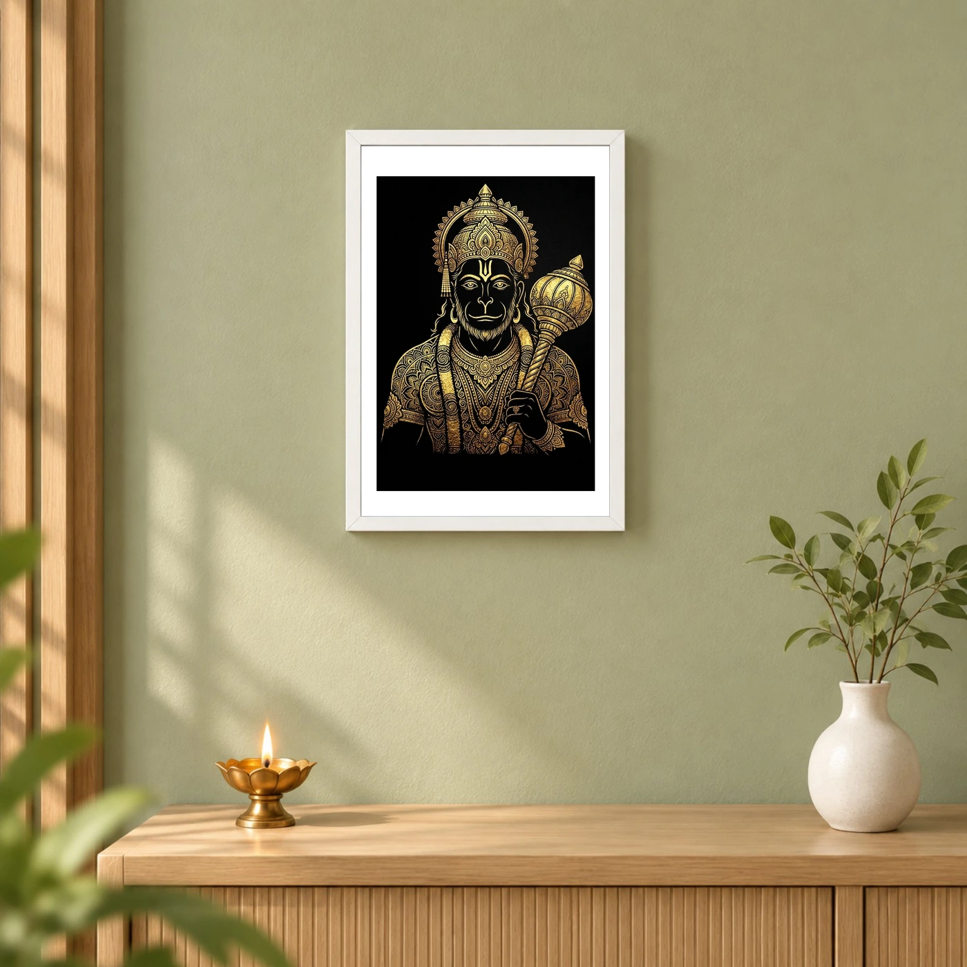 Hanuman Black Gold Luxury Mandala Premium Wall Art Photo Frame, view 6
