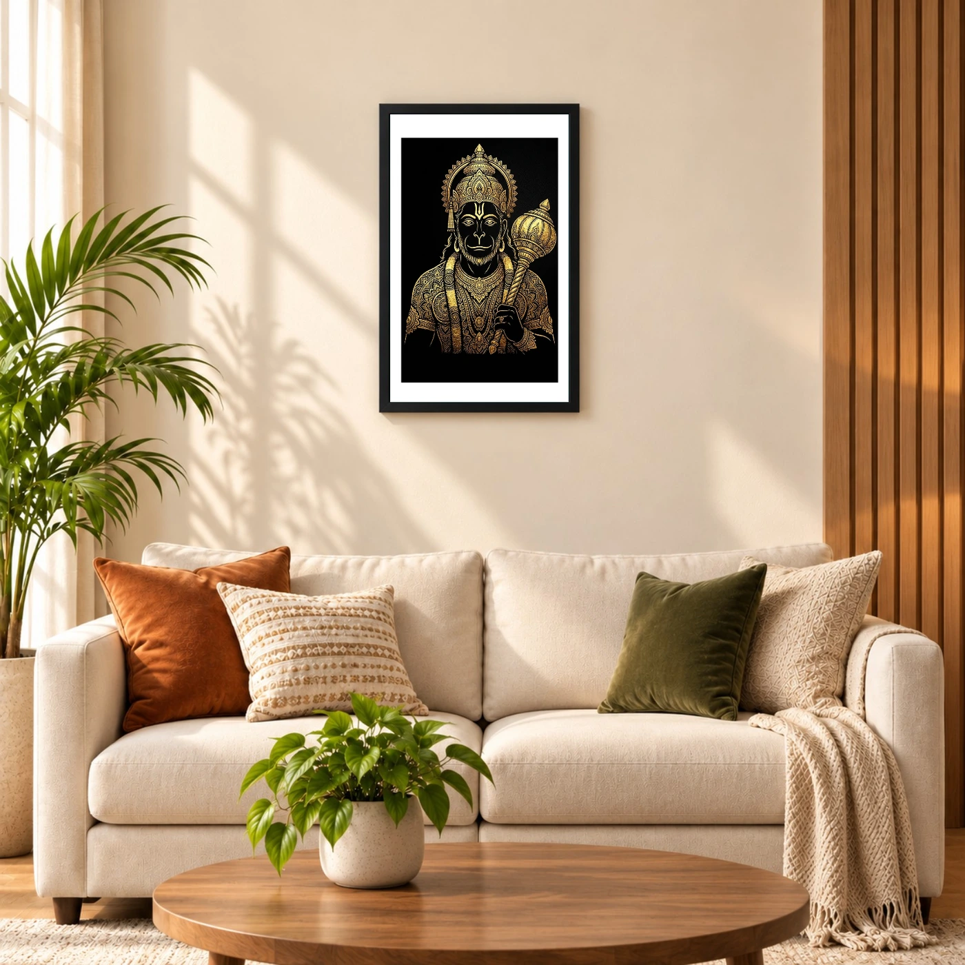 Hanuman Black Gold Luxury Mandala Premium Wall Art Photo Frame, view 8