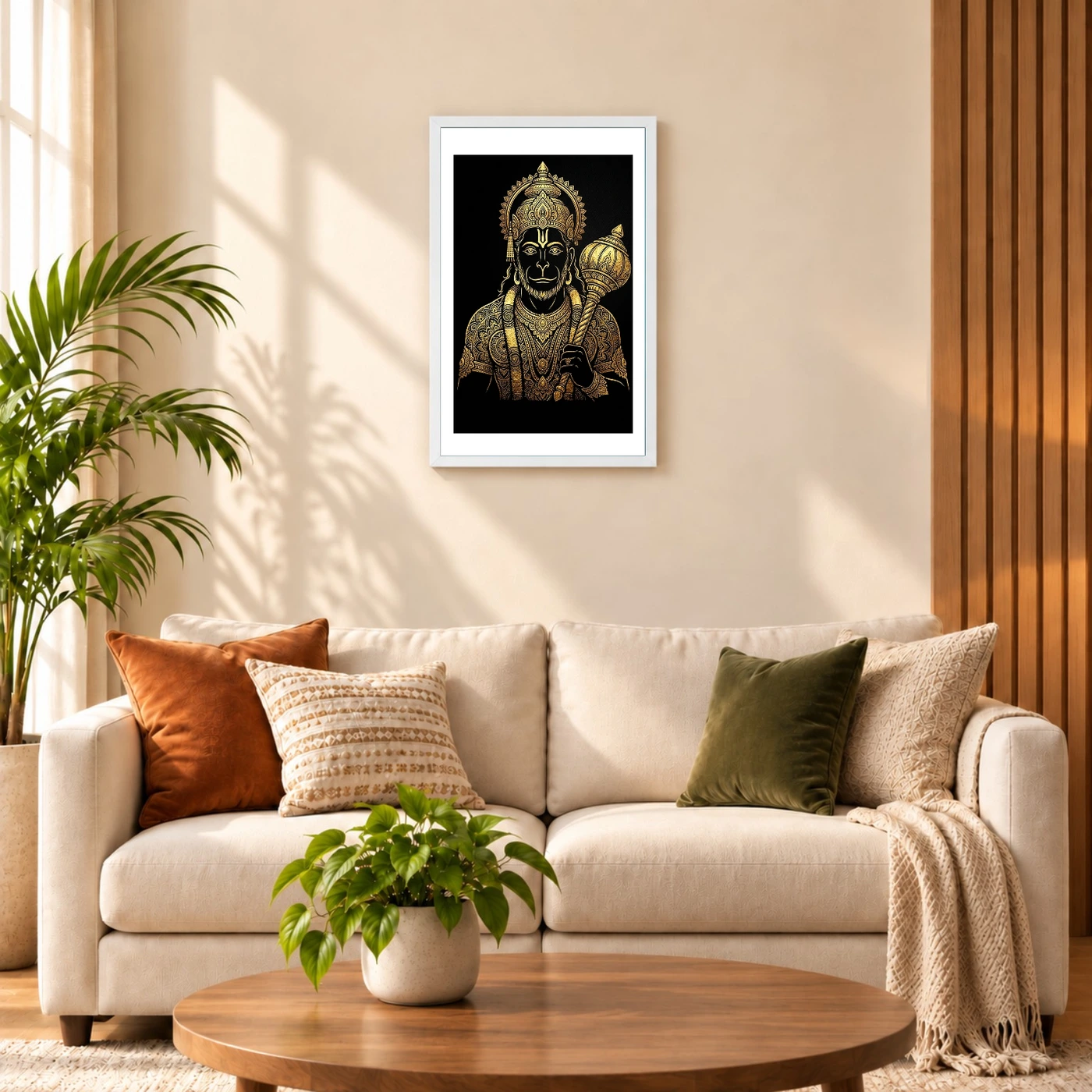 Hanuman Black Gold Luxury Mandala Premium Wall Art Photo Frame, view 9