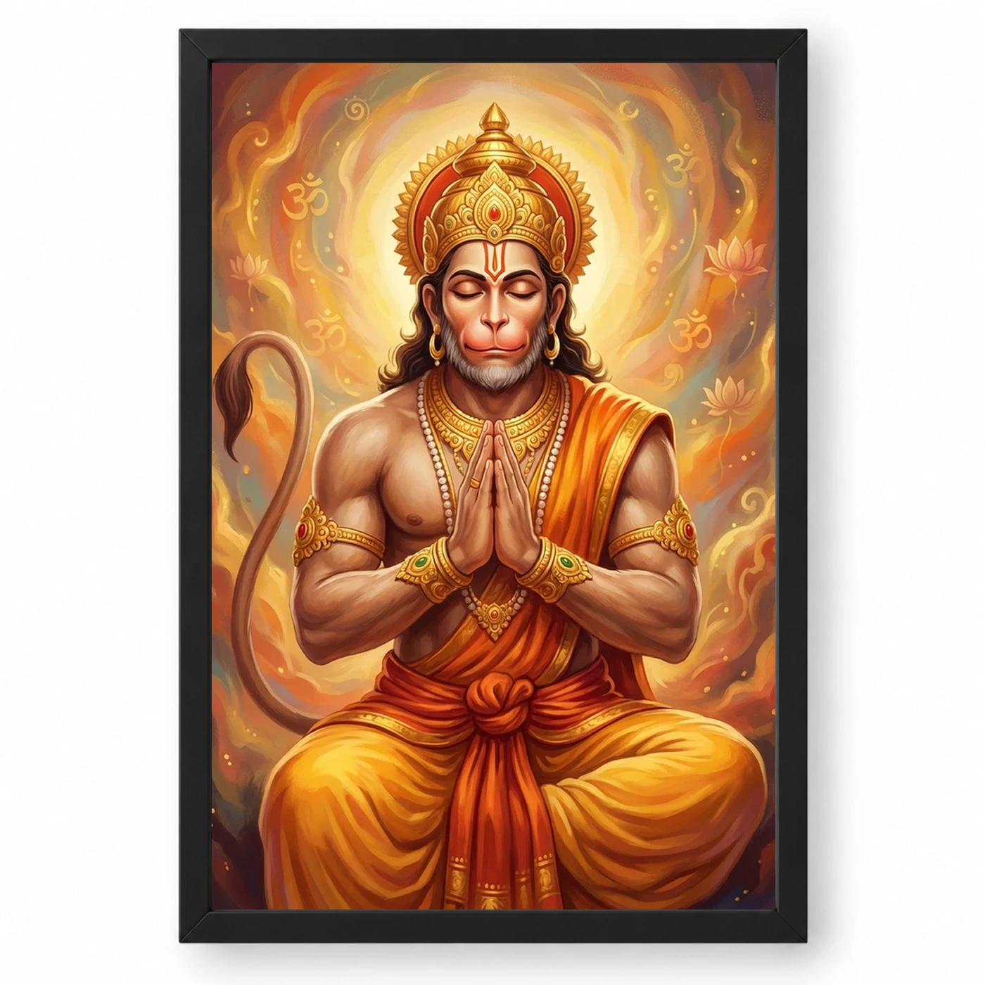 Hanuman Chalisa Inspired Devotional Saffron Gold Art Photo Frame