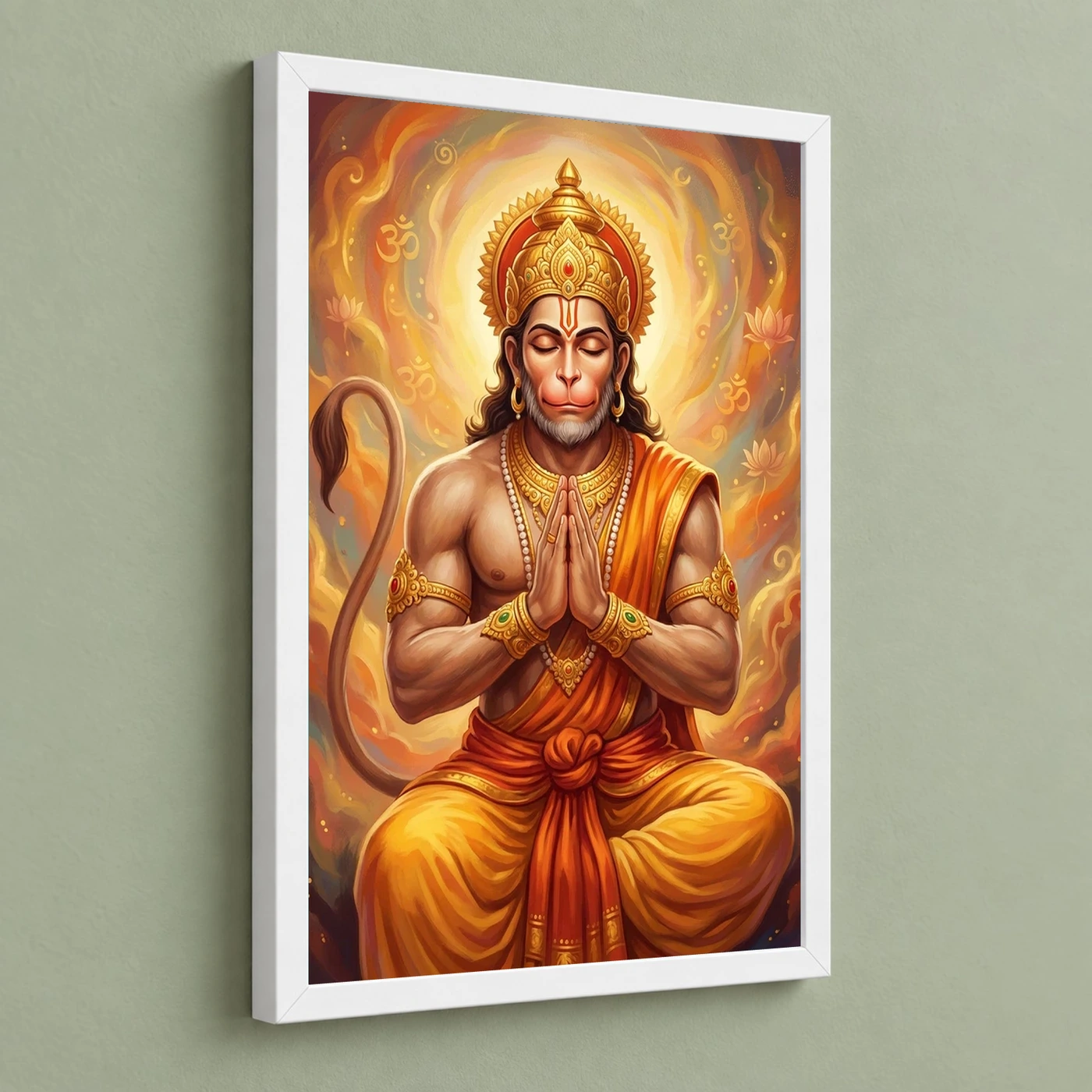 Hanuman Chalisa Inspired Devotional Saffron Gold Art Photo Frame, view 5