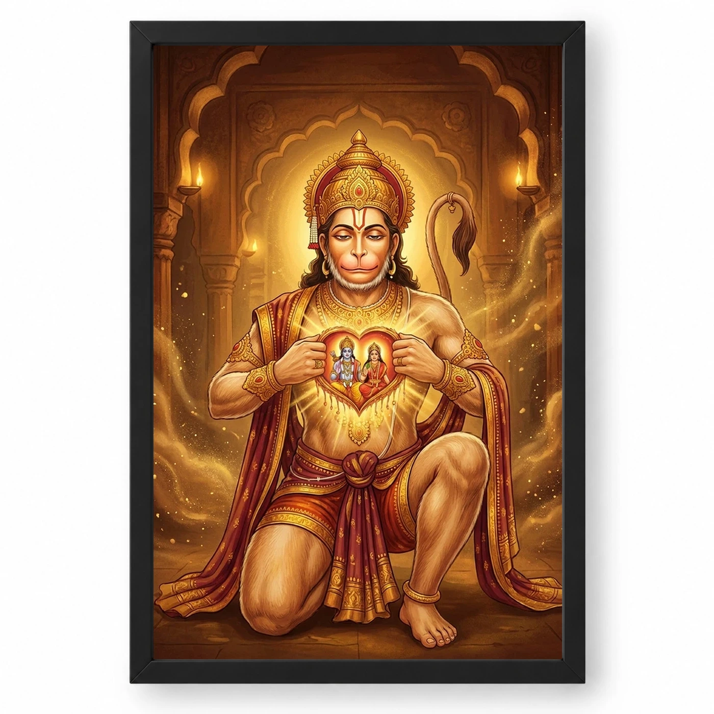 Hanuman Chest Ram Sita Heart Devotional Miracle Art Photo Frame