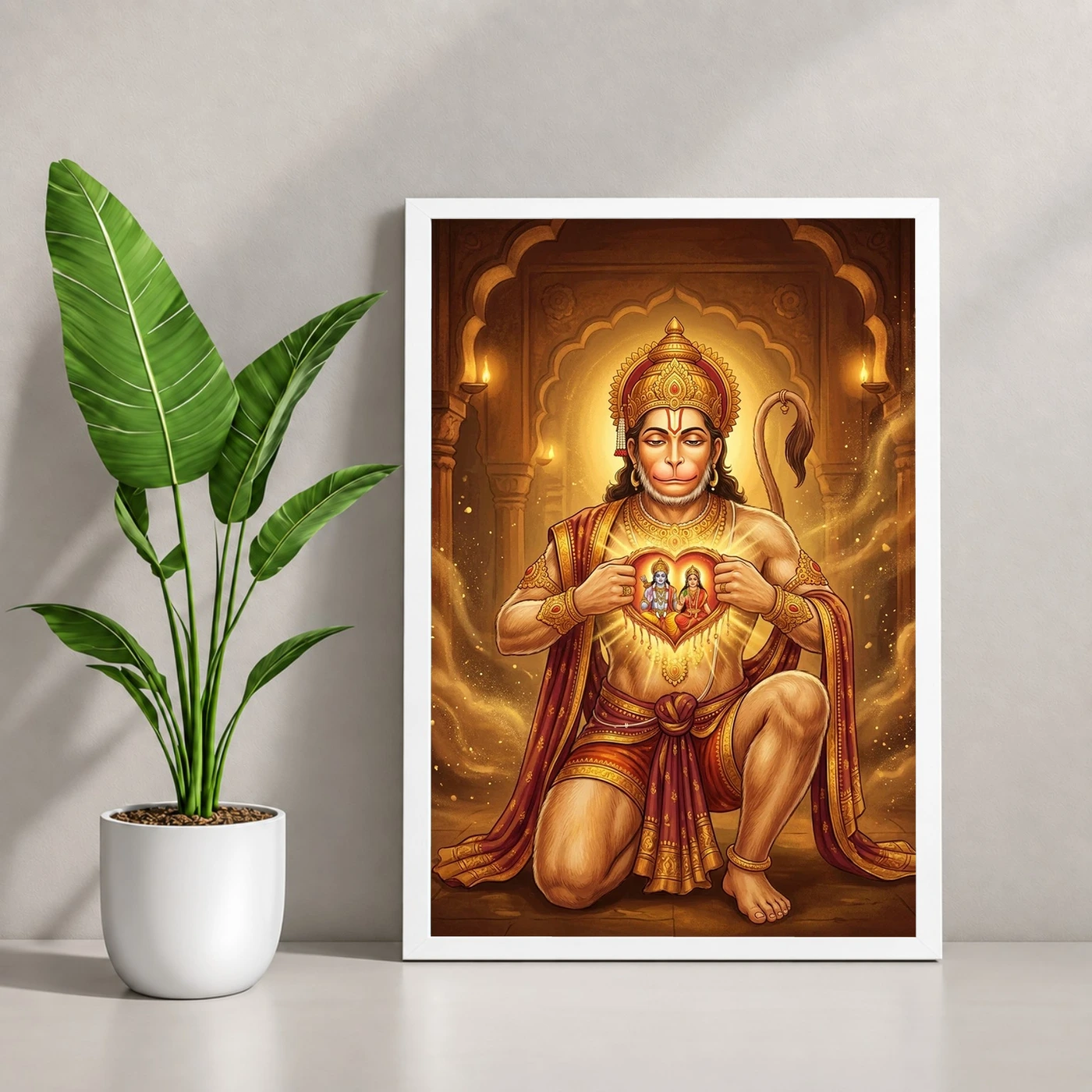 Hanuman Chest Ram Sita Heart Devotional Miracle Art Photo Frame, view 4