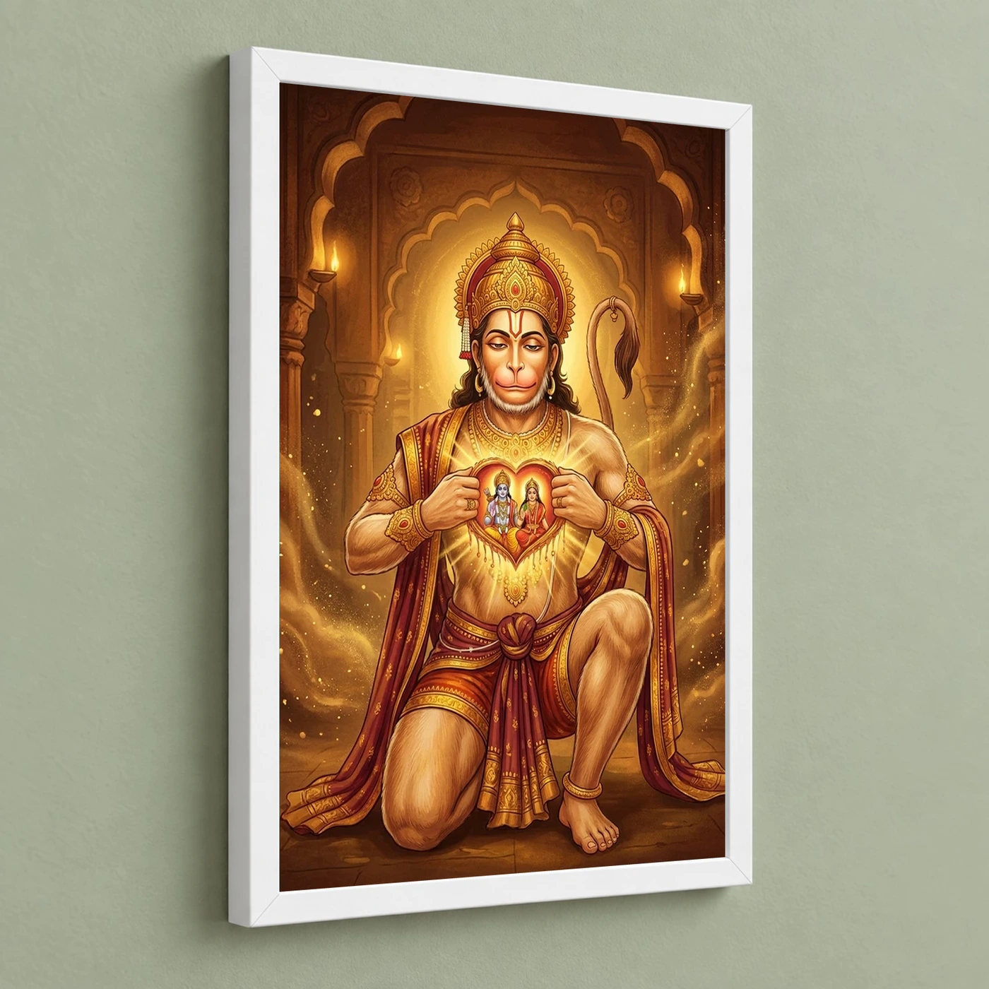 Hanuman Chest Ram Sita Heart Devotional Miracle Art Photo Frame, view 5