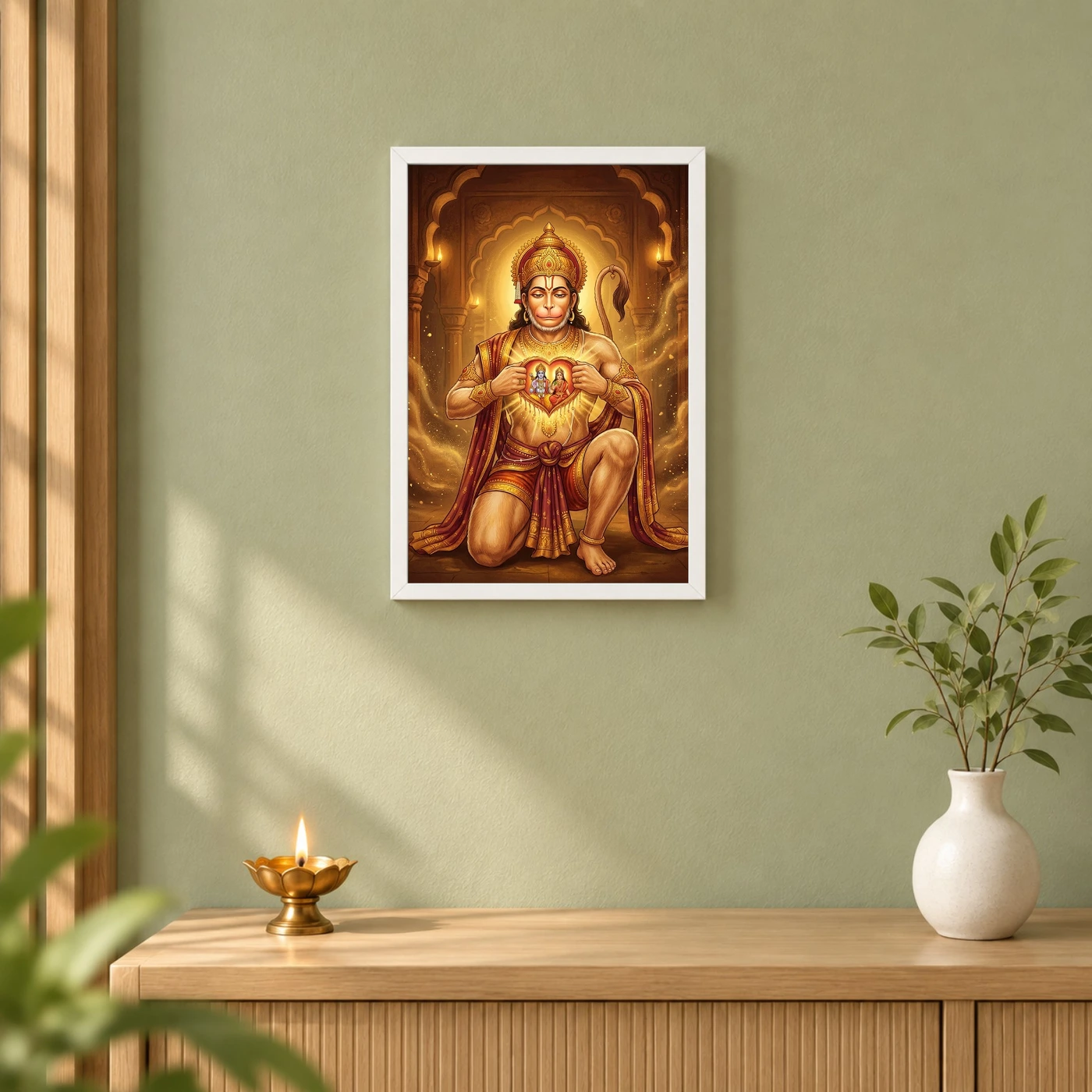 Hanuman Chest Ram Sita Heart Devotional Miracle Art Photo Frame, view 6
