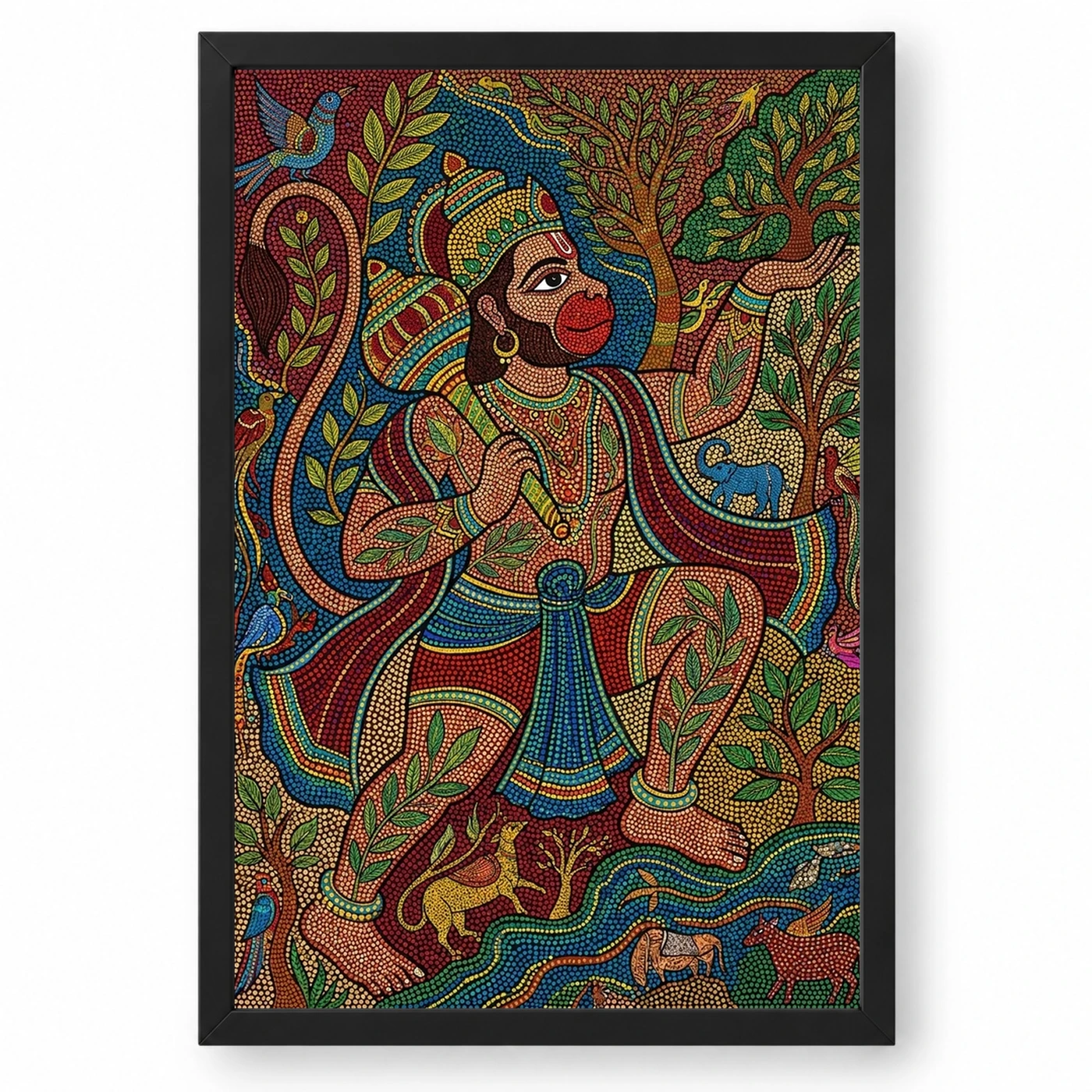 Hanuman Gond Tribal Art Colorful Madhya Pradesh Art Photo Frame
