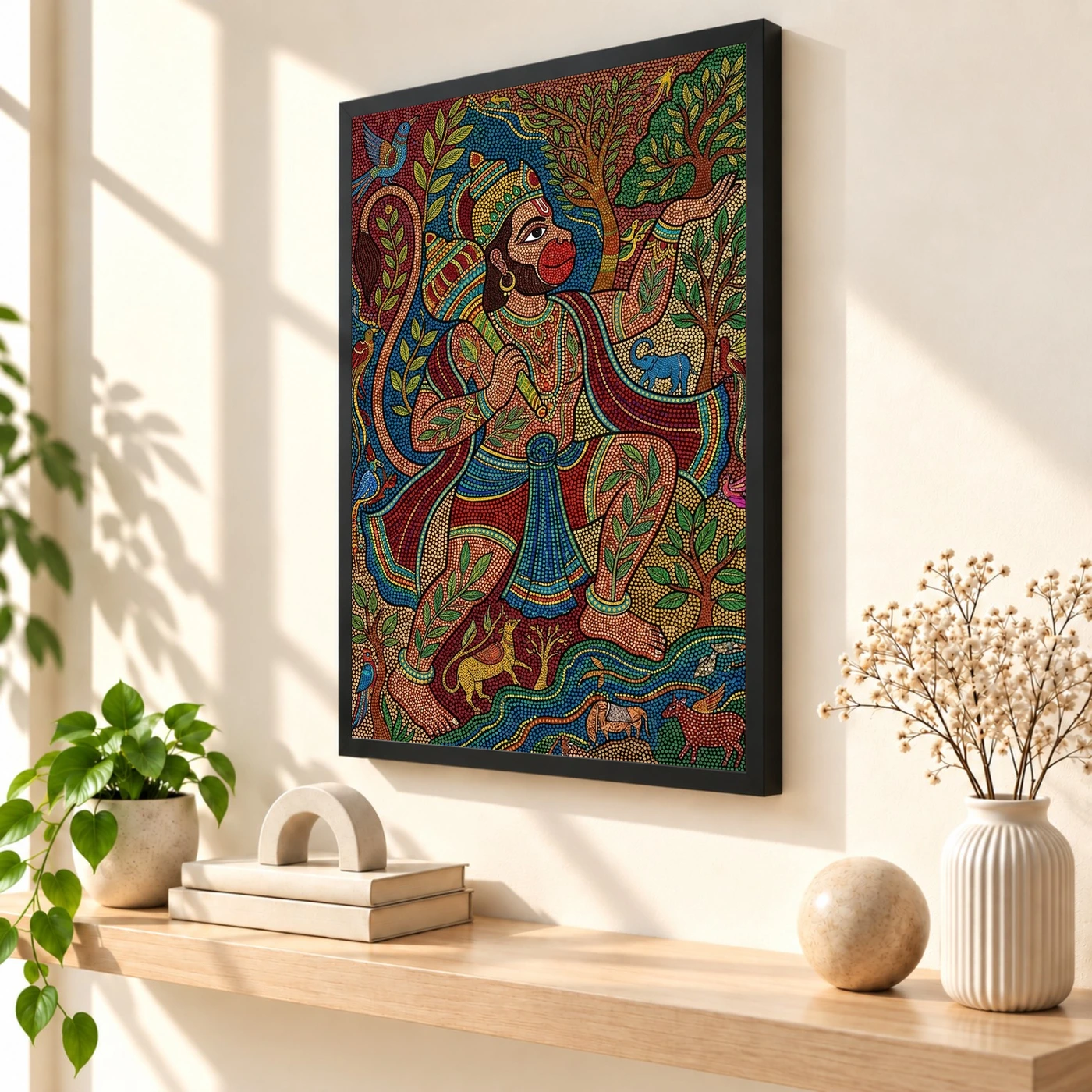 Hanuman Gond Tribal Art Colorful Madhya Pradesh Art Photo Frame, view 2