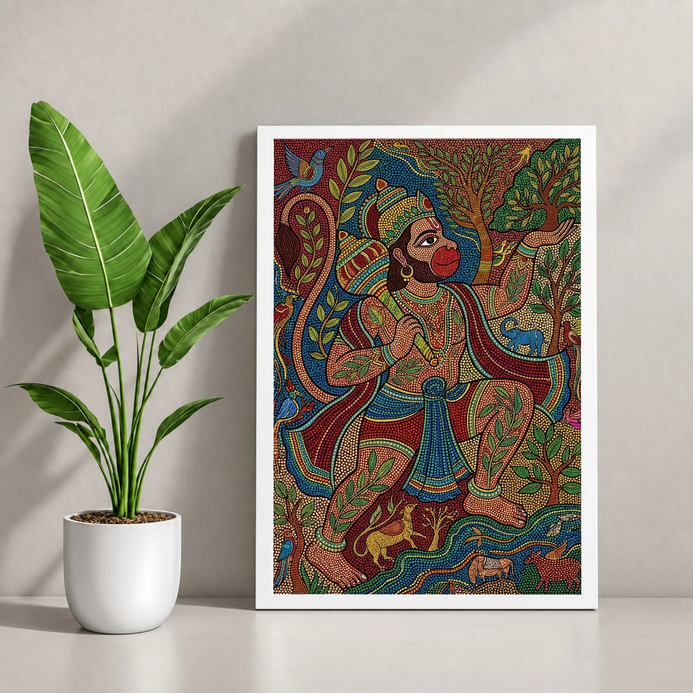 Hanuman Gond Tribal Art Colorful Madhya Pradesh Art Photo Frame, view 4