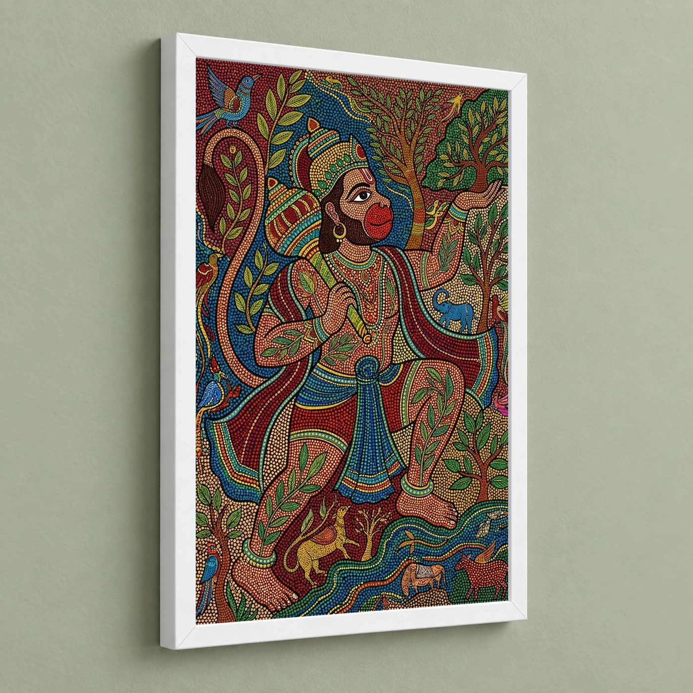Hanuman Gond Tribal Art Colorful Madhya Pradesh Art Photo Frame, view 5