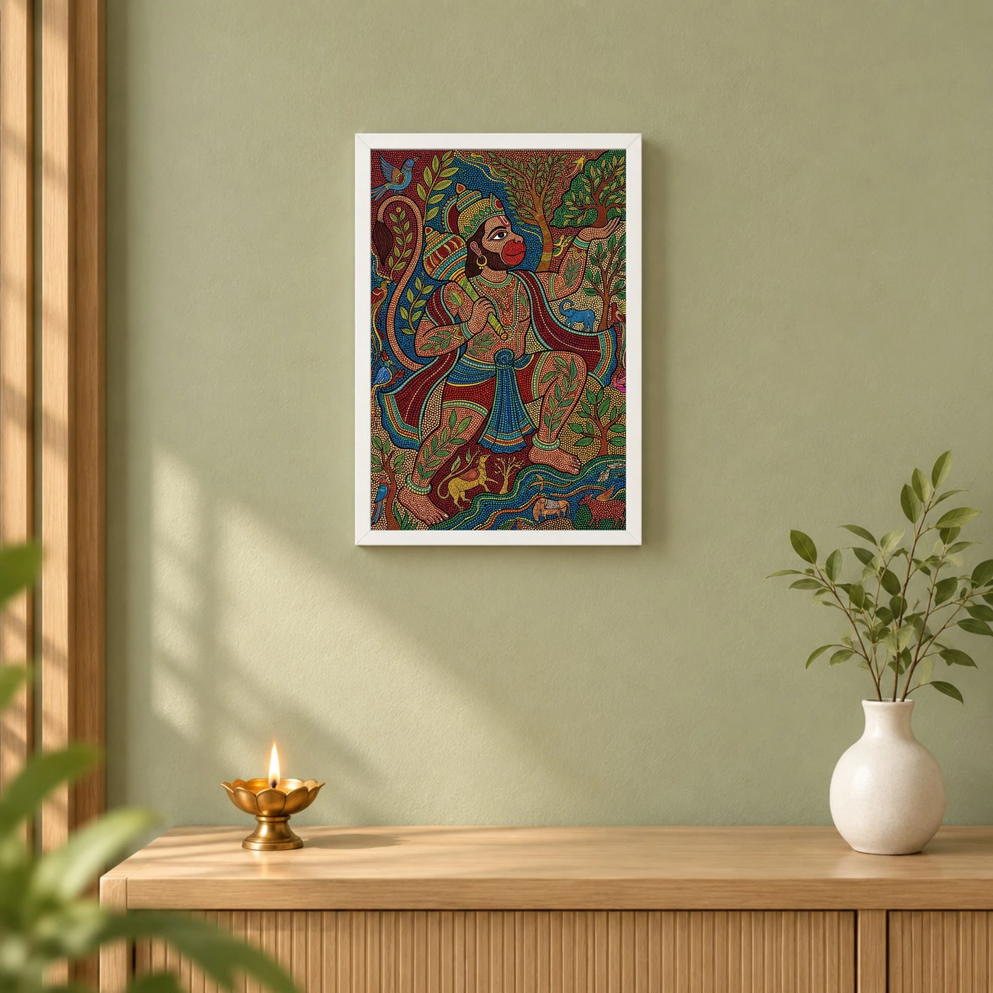 Hanuman Gond Tribal Art Colorful Madhya Pradesh Art Photo Frame, view 6