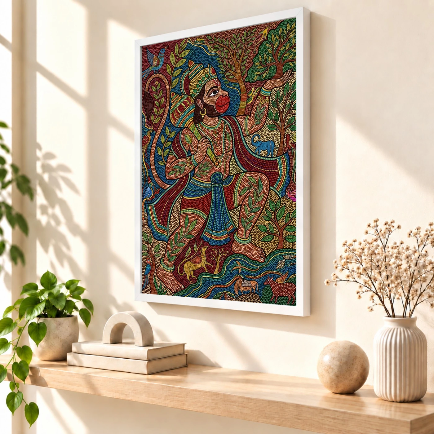 Hanuman Gond Tribal Art Colorful Madhya Pradesh Art Photo Frame, view 7