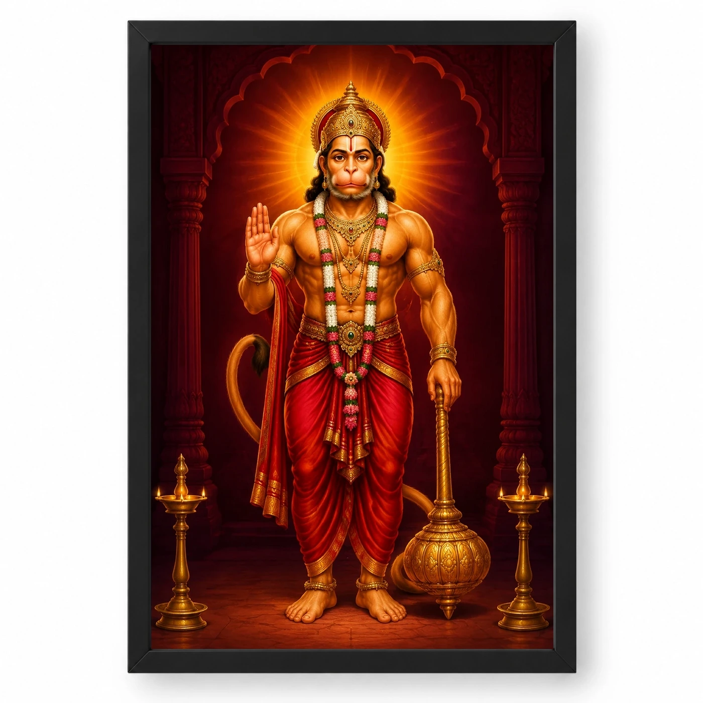 Hanuman Ji — Gada Blessings Frame