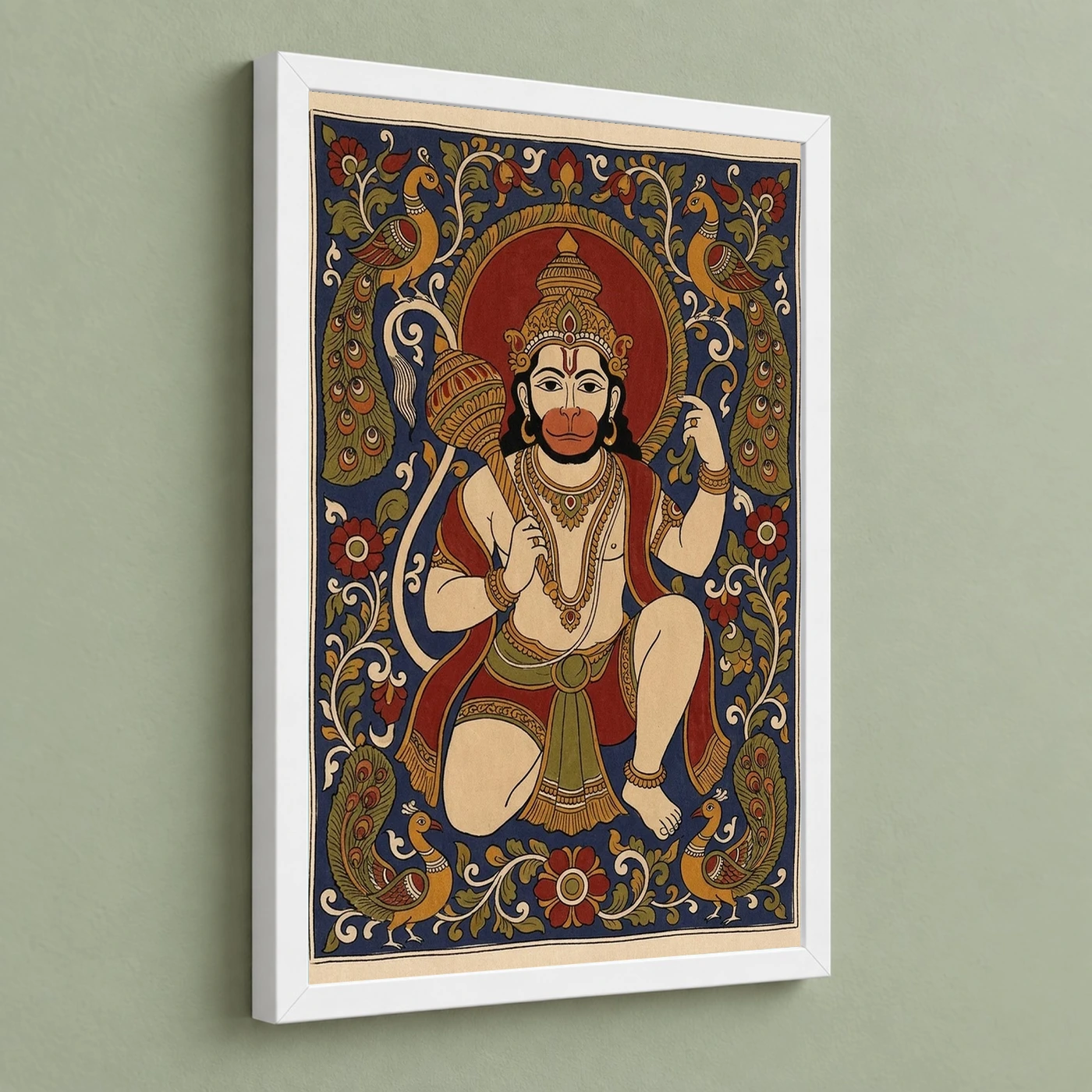 Hanuman Kalamkari Peacock Floral Andhra Traditional Art Photo Frame, view 5
