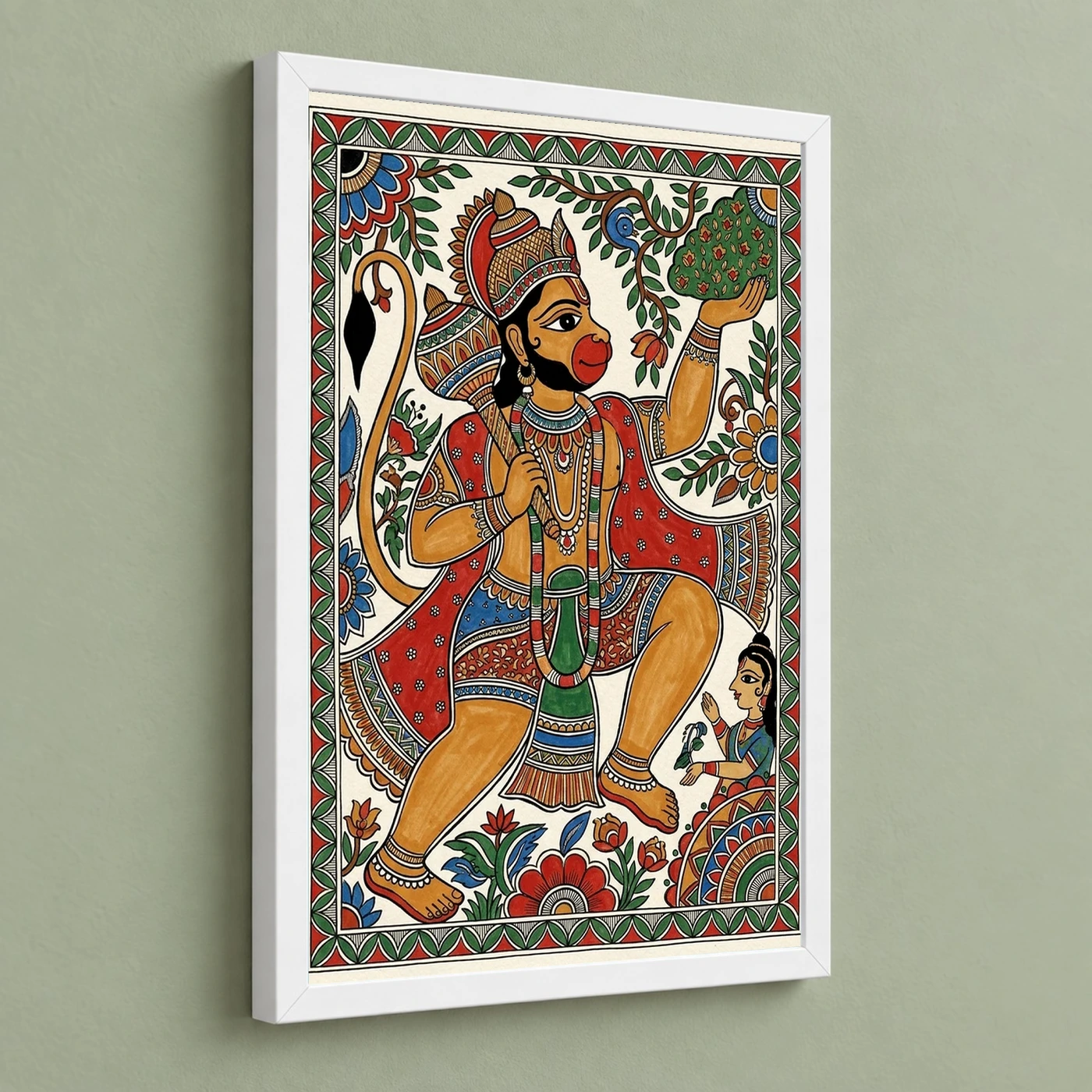 Hanuman Madhubani Folk Art Bihar Traditional Painting Photo Frame, view 5