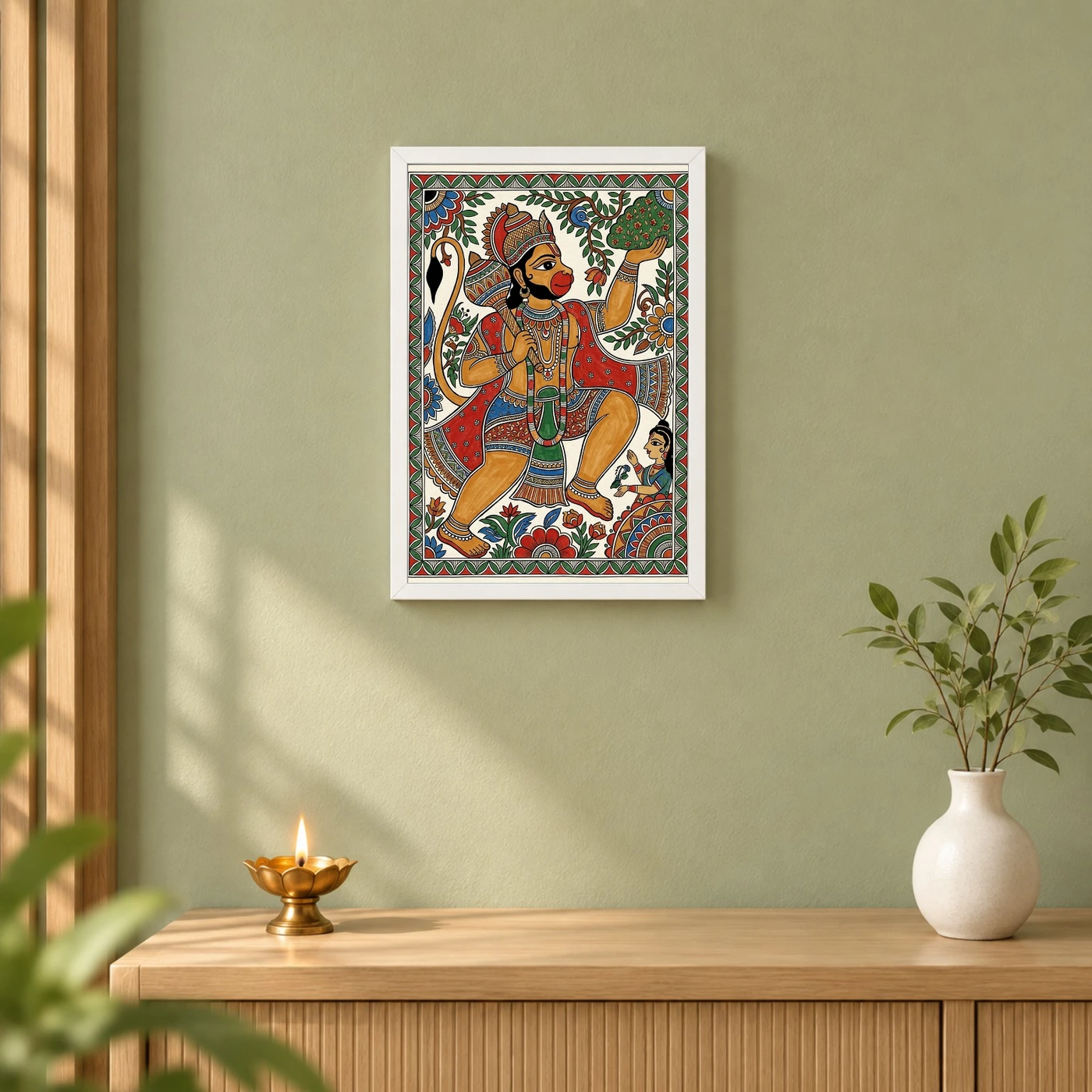 Hanuman Madhubani Folk Art Bihar Traditional Painting Photo Frame, view 6