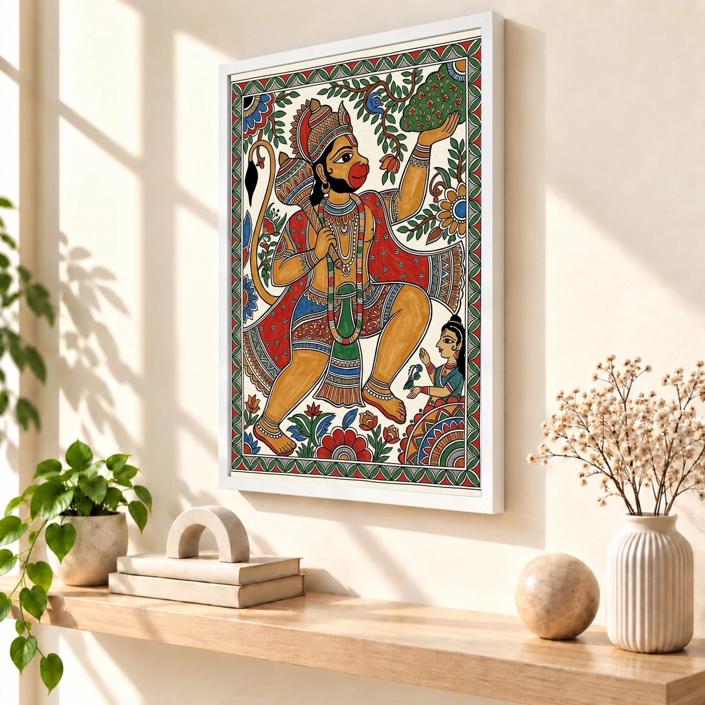 Hanuman Madhubani Folk Art Bihar Traditional Painting Photo Frame, view 7
