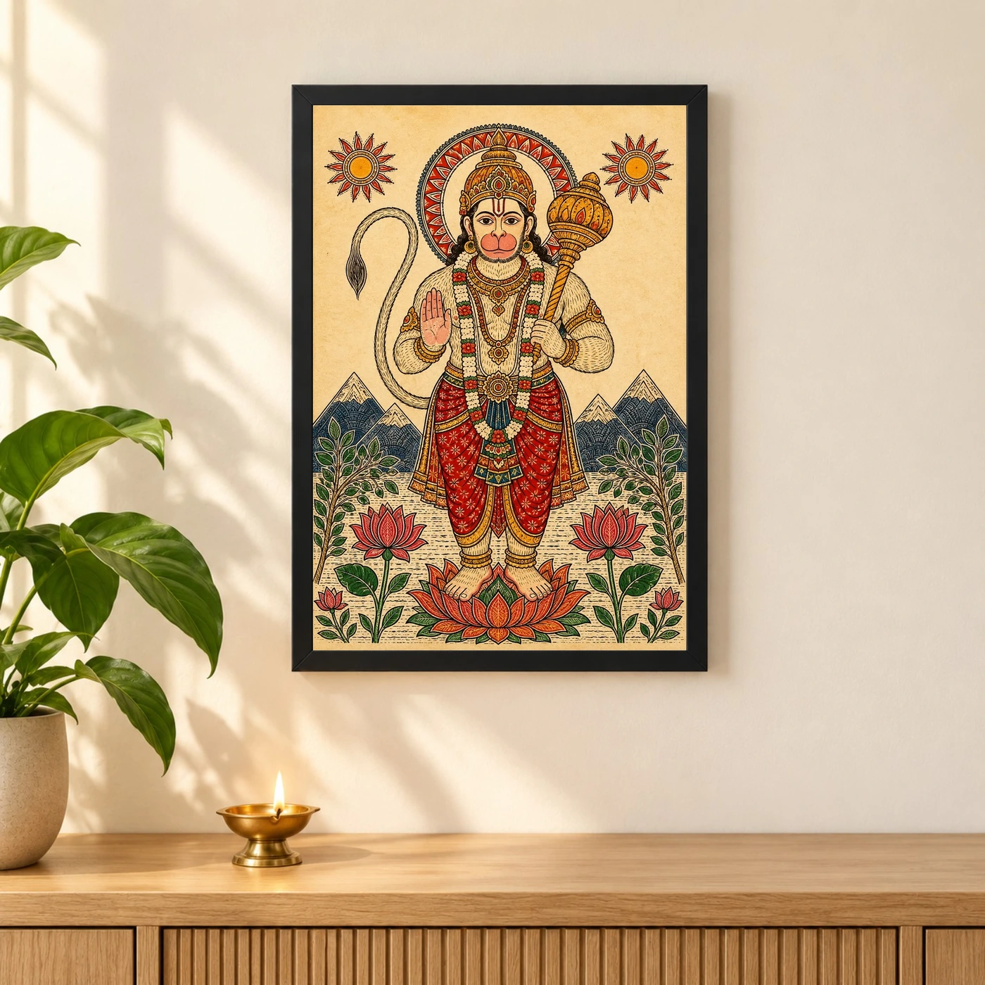 Hanuman — Madhubani Folk Art Frame, view 3