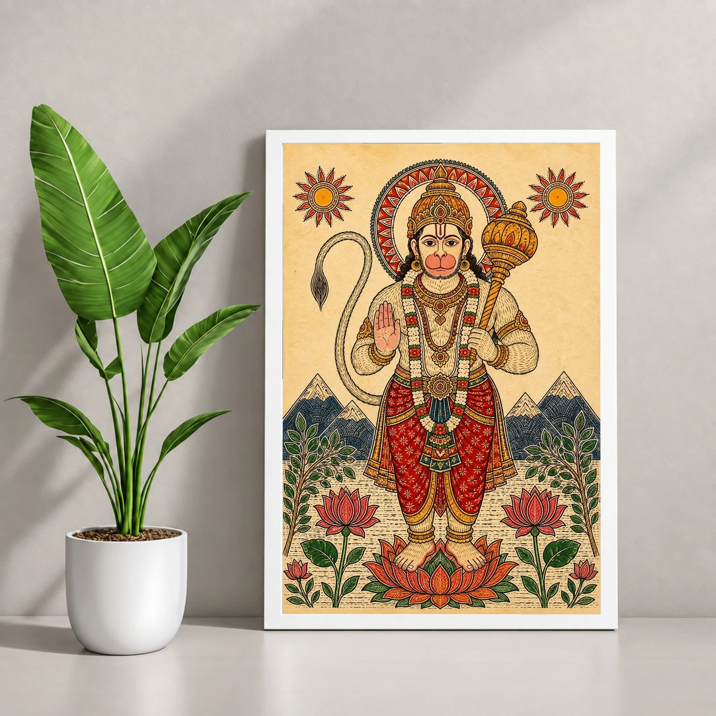 Hanuman — Madhubani Folk Art Frame, view 4