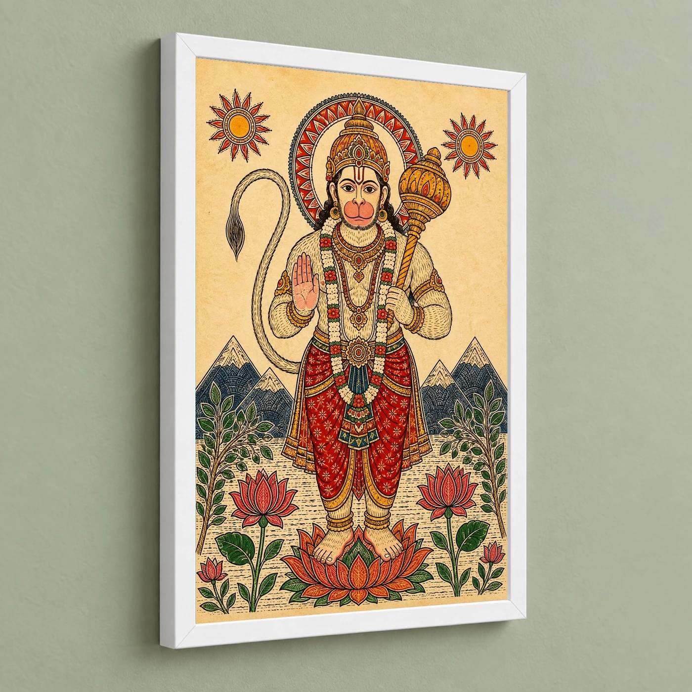 Hanuman — Madhubani Folk Art Frame, view 5